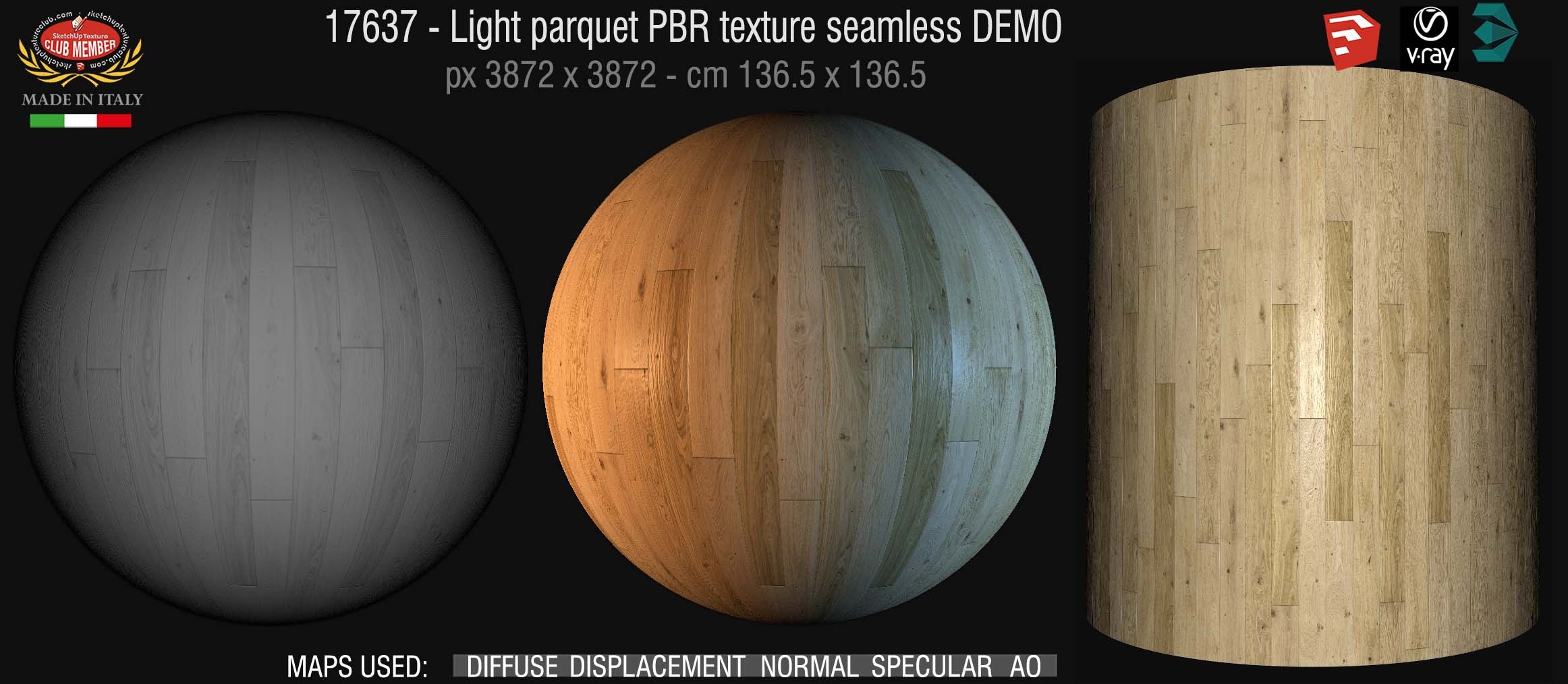 17637 Light parquet PBR texture seamless DEMO