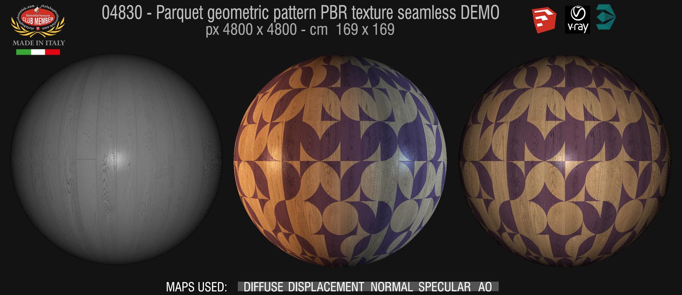 04830 Parquet geometric pattern PBR texture seamless DEMO