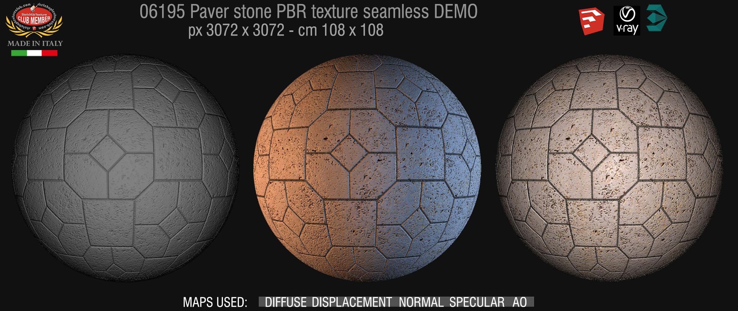 6195 Pavers stone PBR texture seamless DEMO