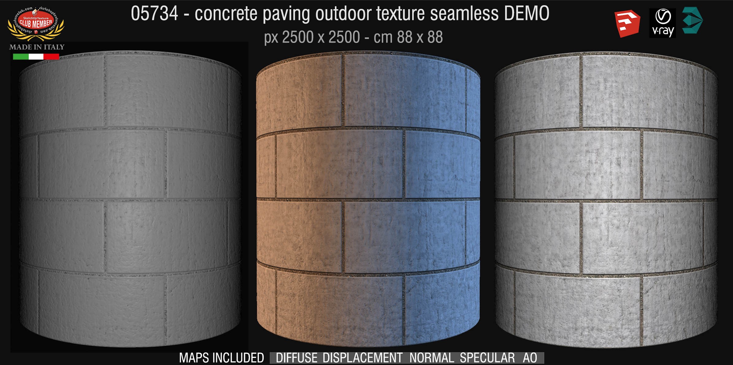 05734 HR Paving outdoor concrete regular block texture + maps DEMO