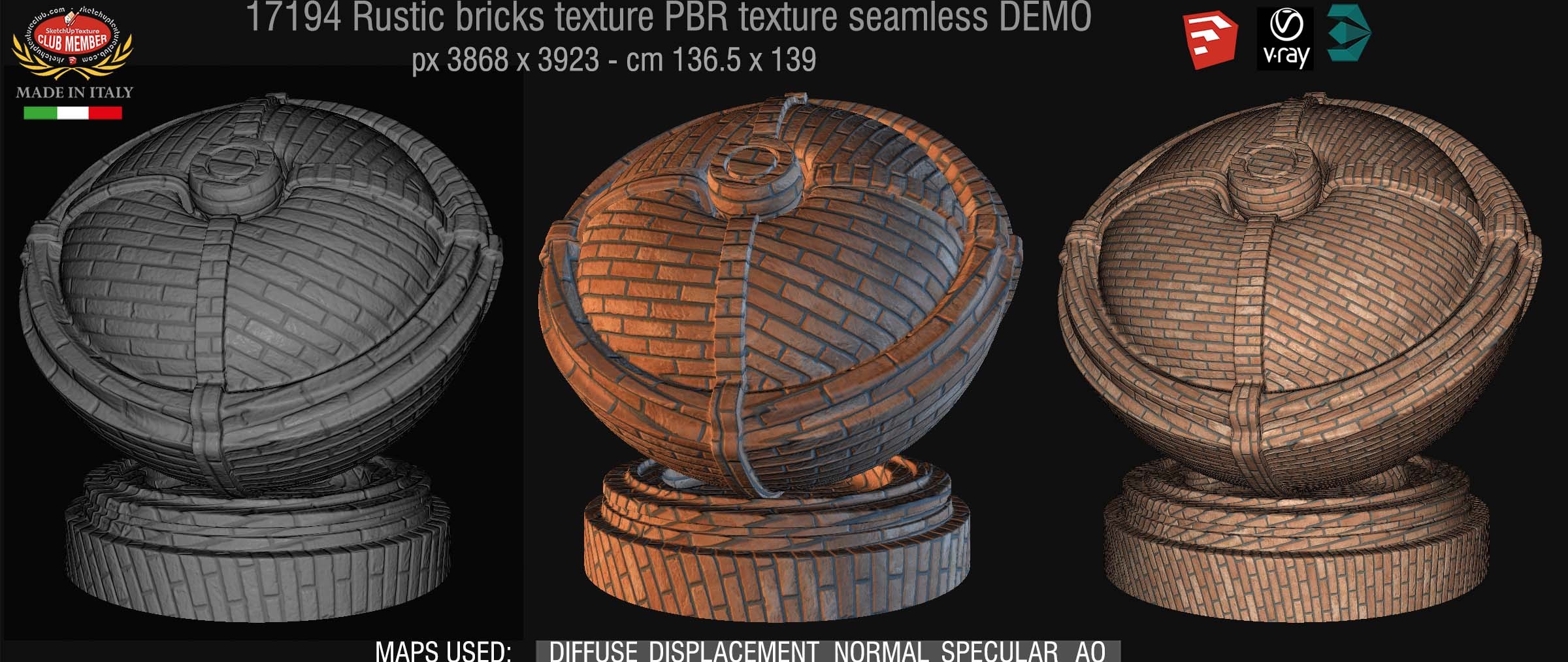 17194 Rustic bricks PBR texture seamless DEMO