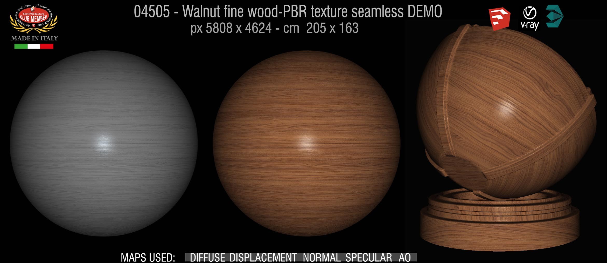 04506 Walnut fine wood medium PBR texture seamless DEMO