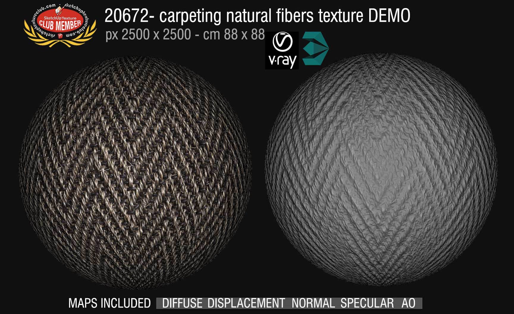 20672 Carpeting natural fibers texture + maps DEMO