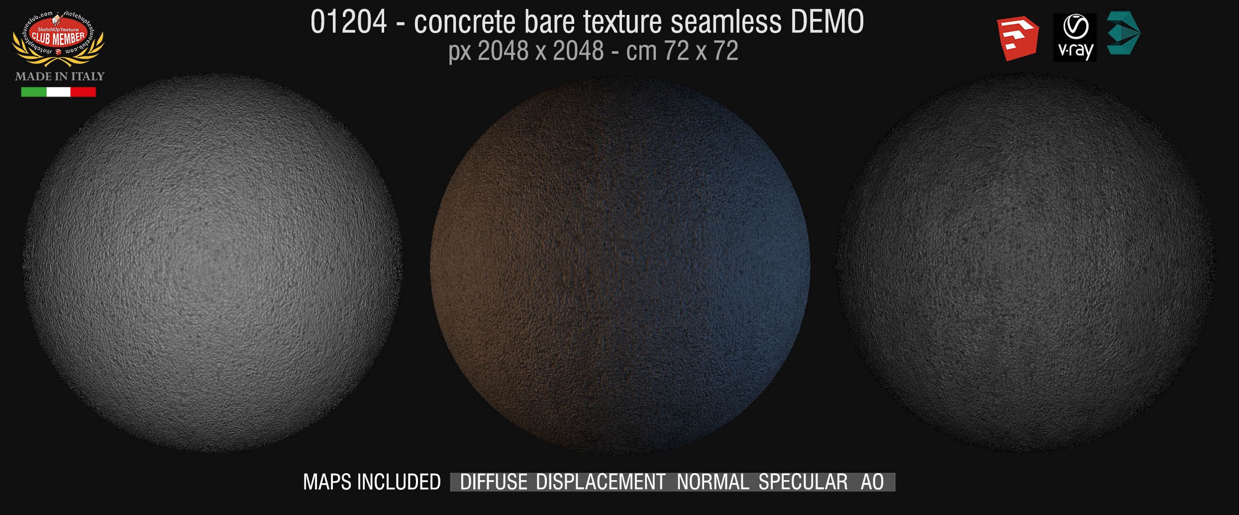 01204 HR Concrete bare clean texture + maps DEMO