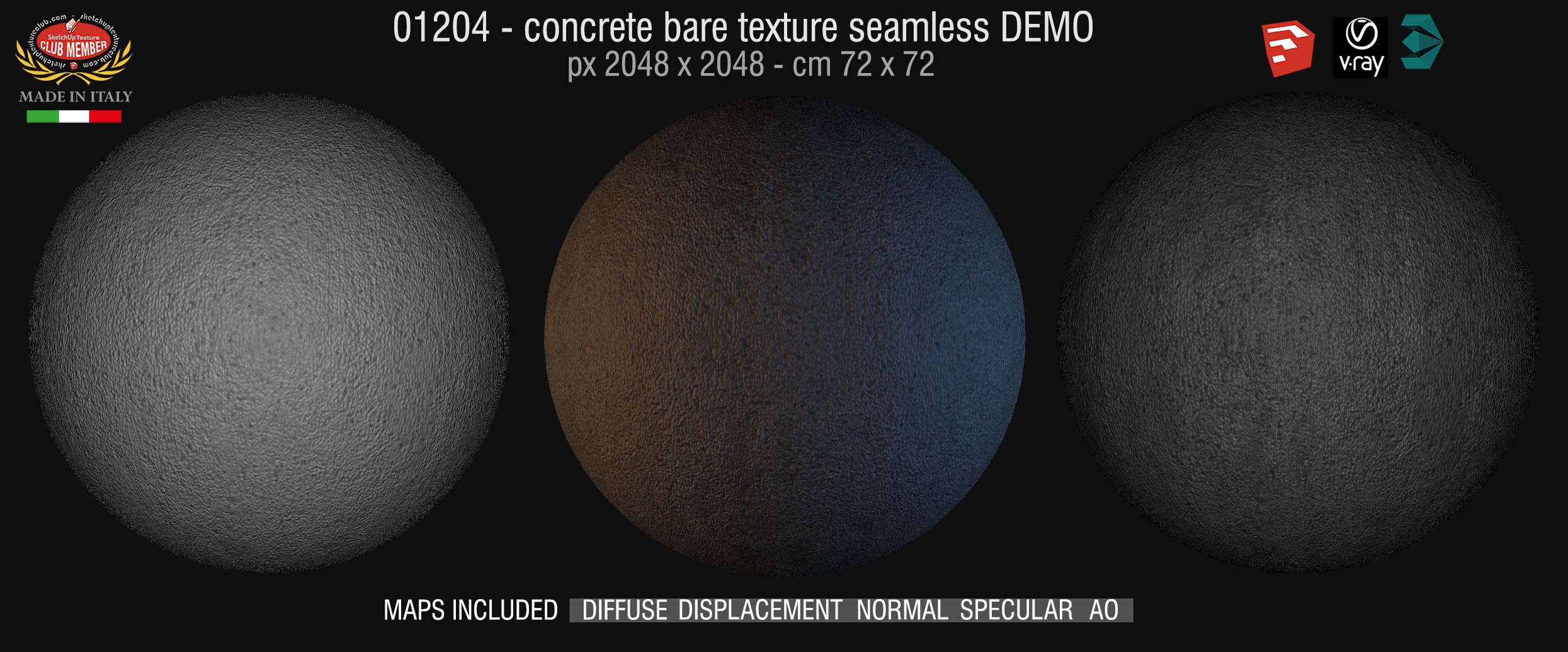 01204 HR Concrete bare clean texture + maps DEMO
