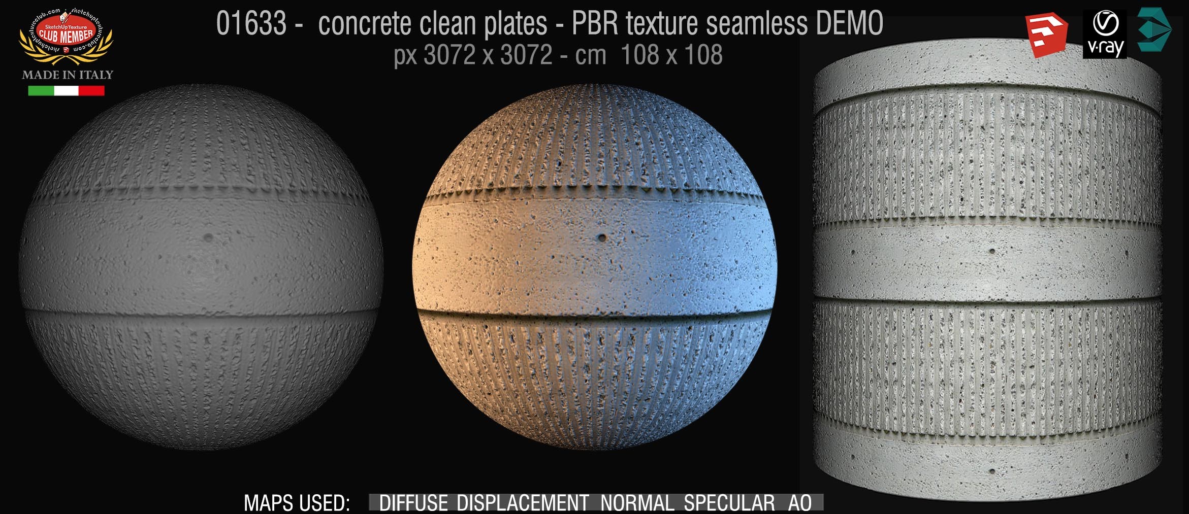 01633 concrete clean plates wall PBR texture seamless DEMO
