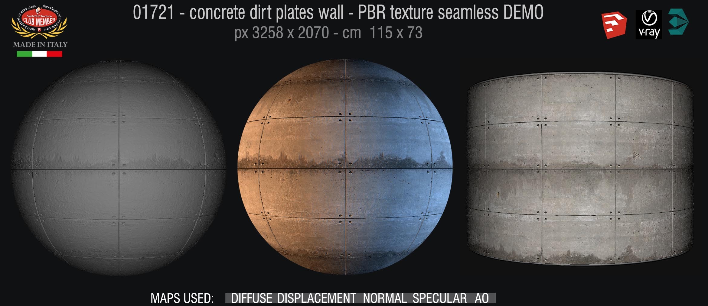 01721 concrete dirt plates wall PBR texture seamless DEMO