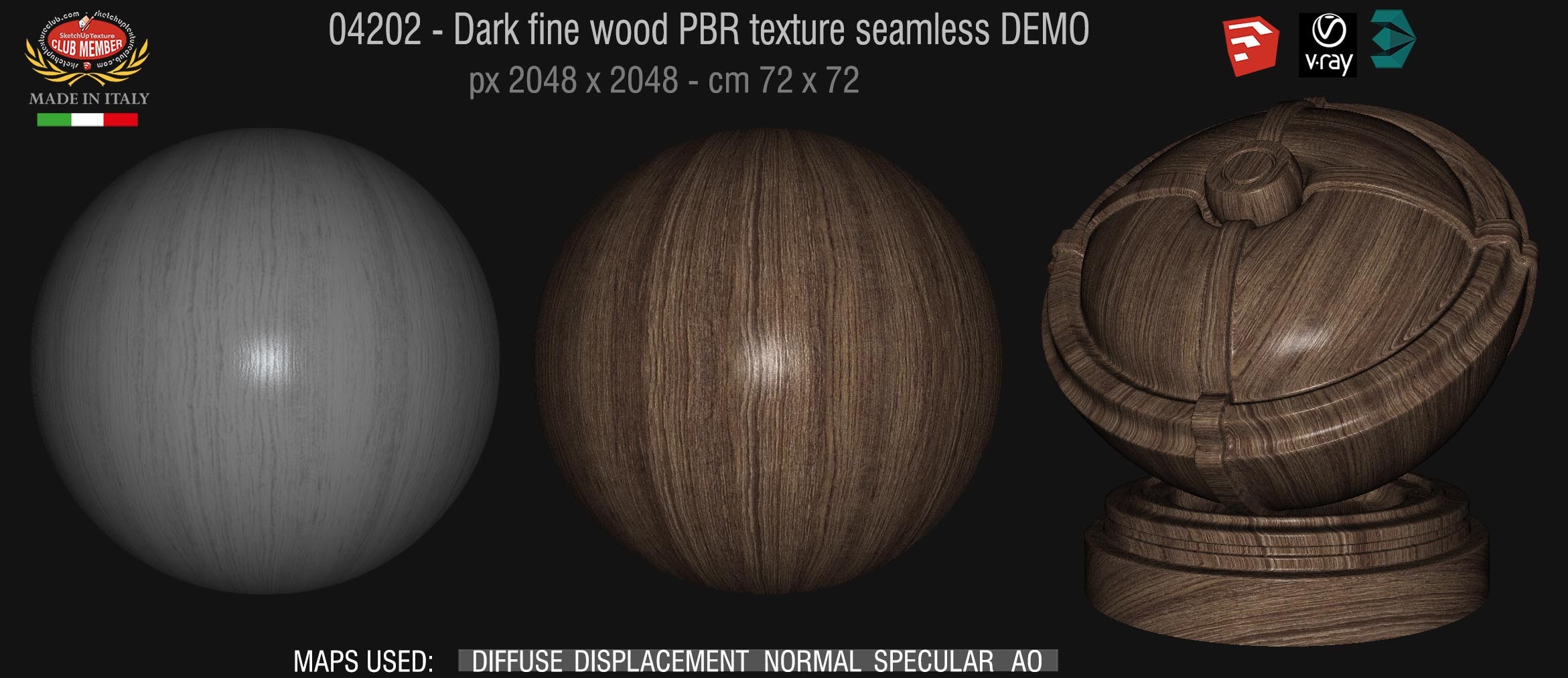 04202 Dark fine wood PBR texture seamless DEMO