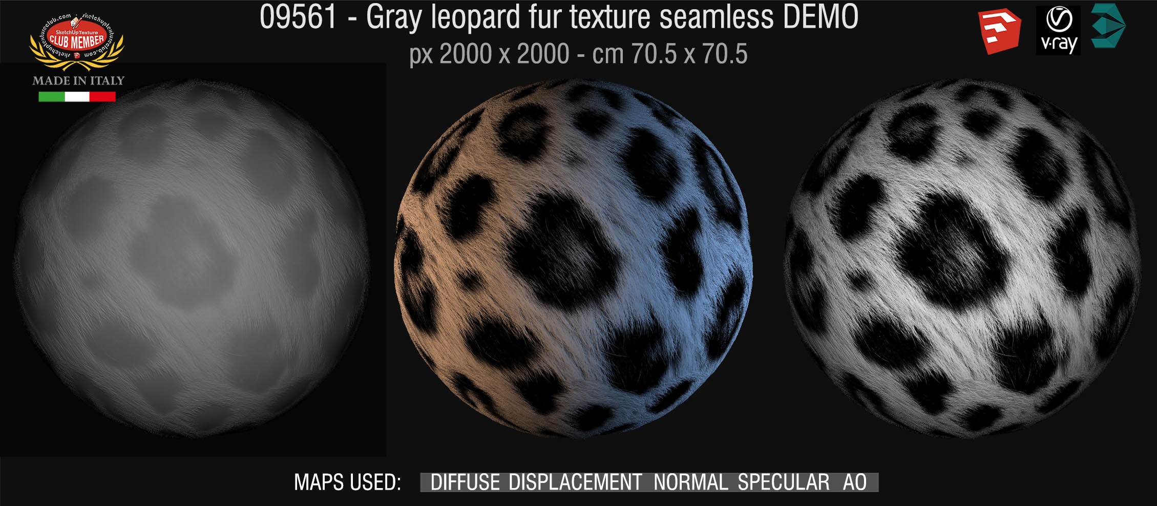 09561 HR Gray leopard fur texture + maps DEMO