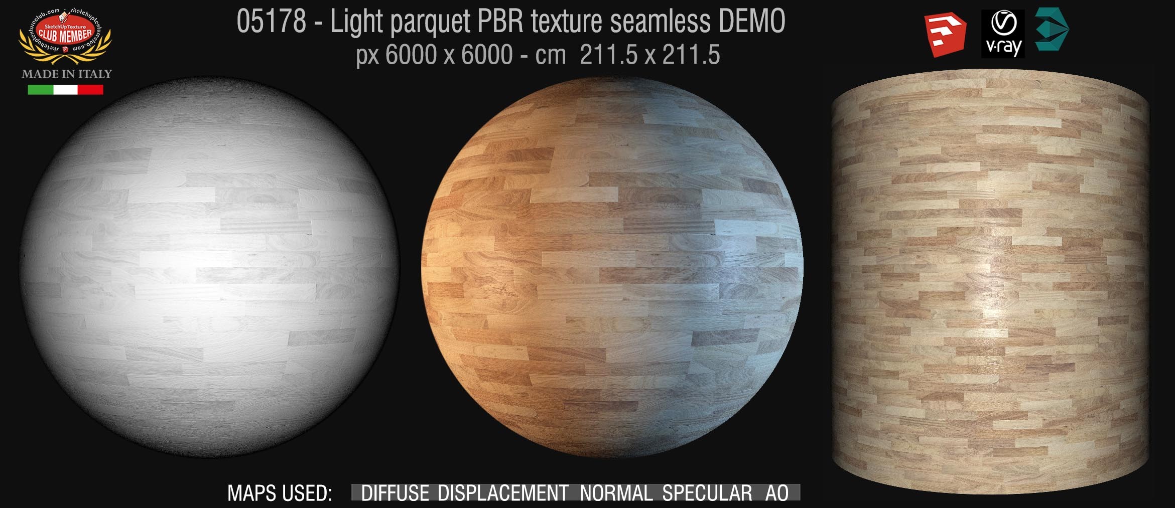 05178 Light parquet PBR texture seamless DEMO
