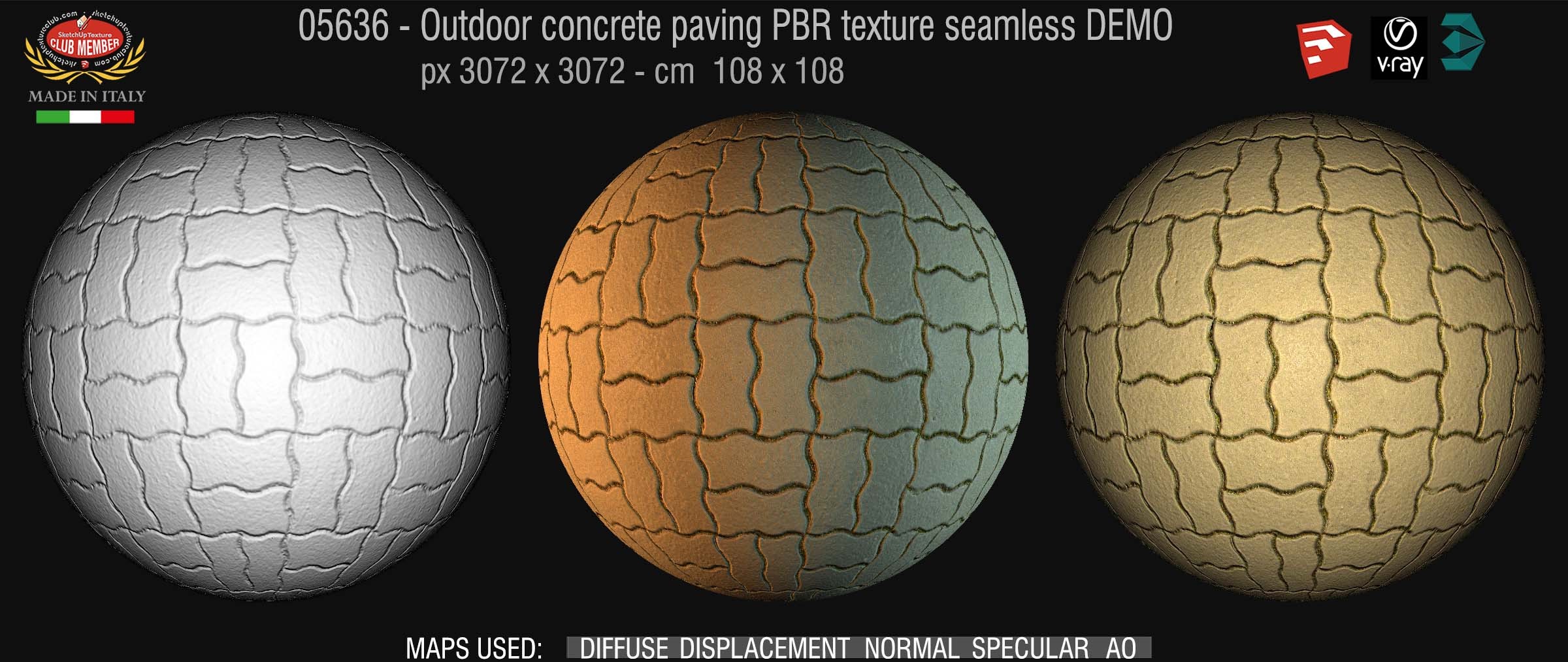 05636 Paving outdoor concrete regular block PBR texture seamless DEMO