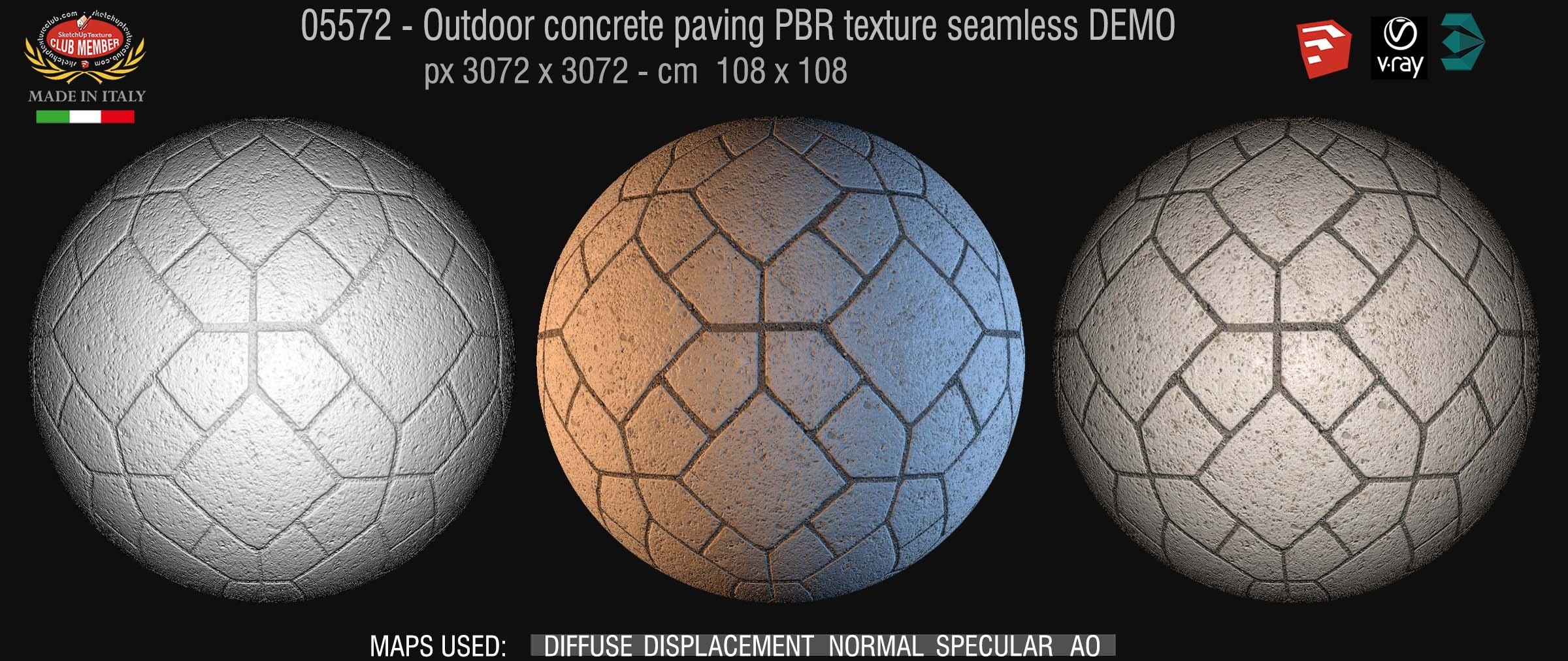 05572 Outdoor concrete paving PBR texture seamless DEMO