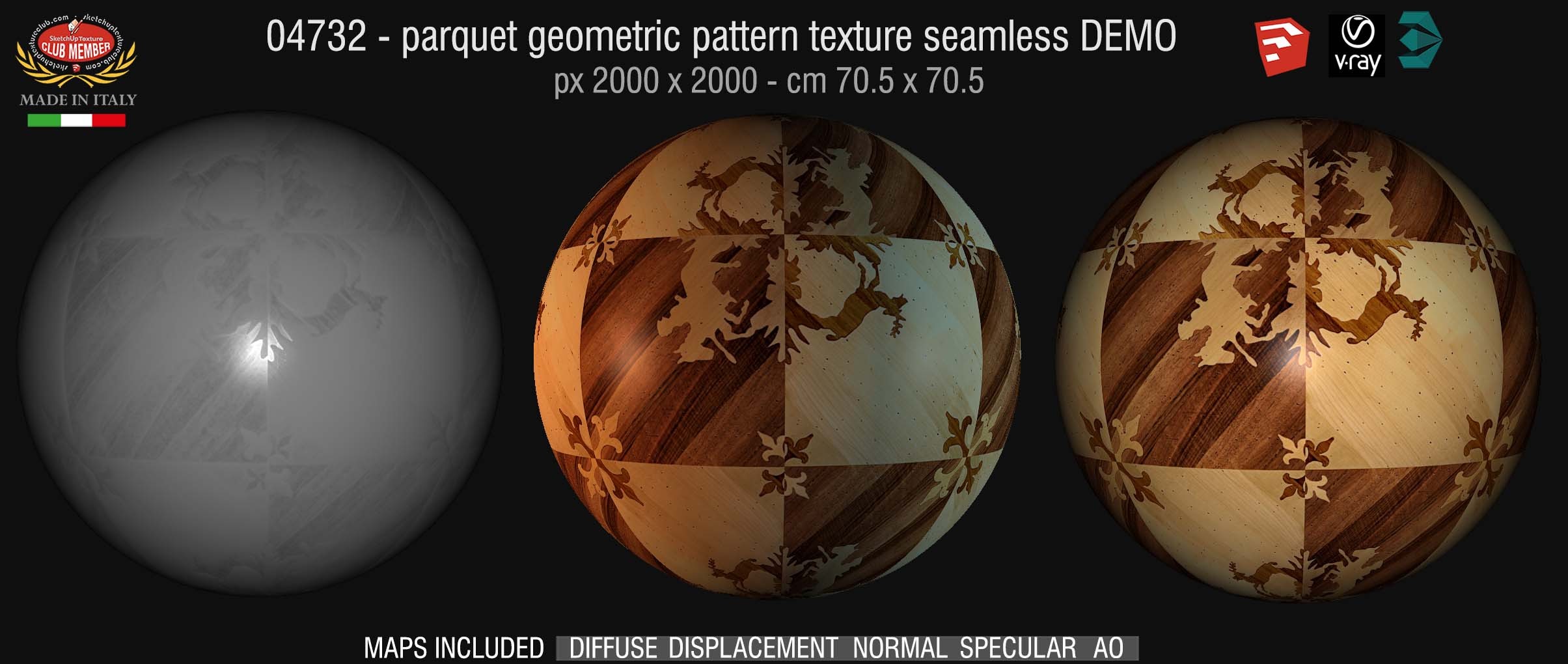 04732 HR Parquet geometric pattern texture seamless + maps DEMO