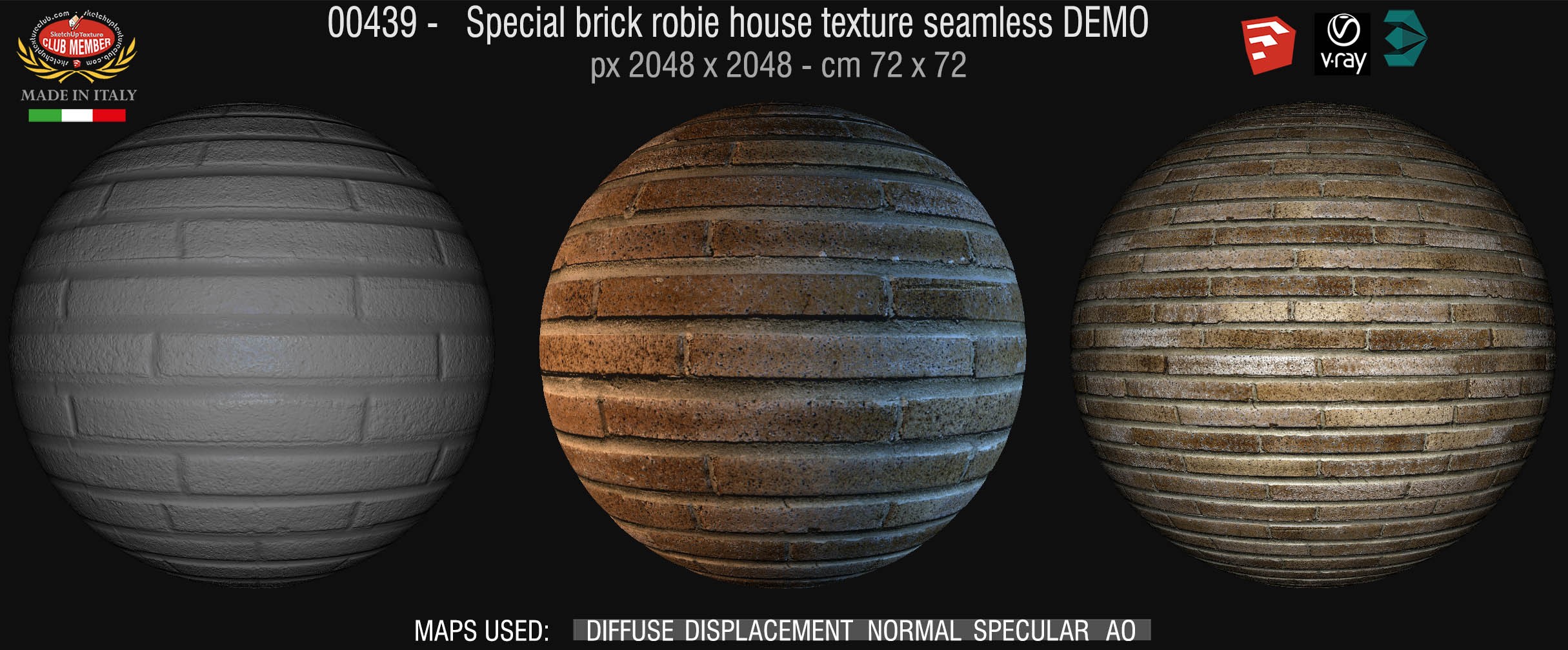 00439 special brick robie house texture seamless + maps DEMO