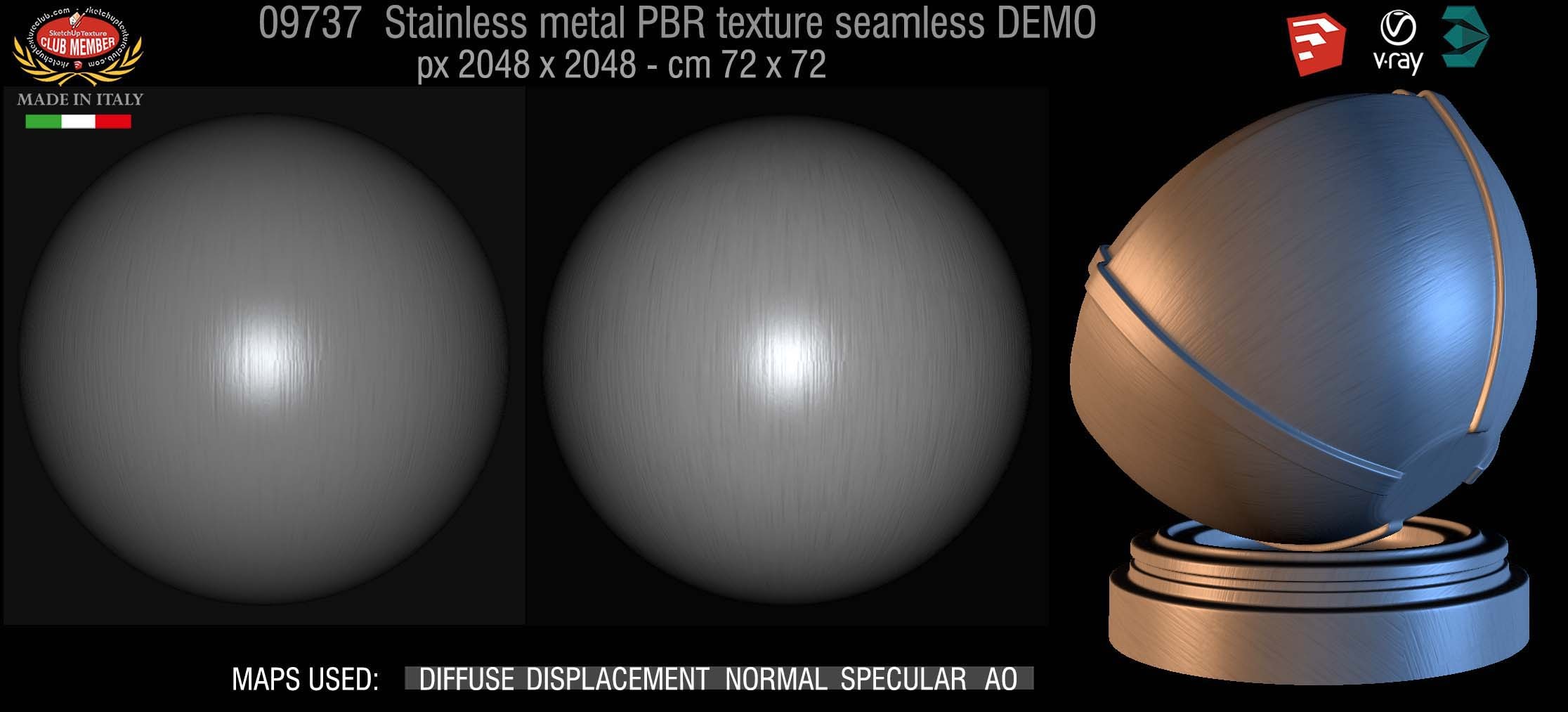 09737 Stainless bright satin PBR texture seamless DEMO