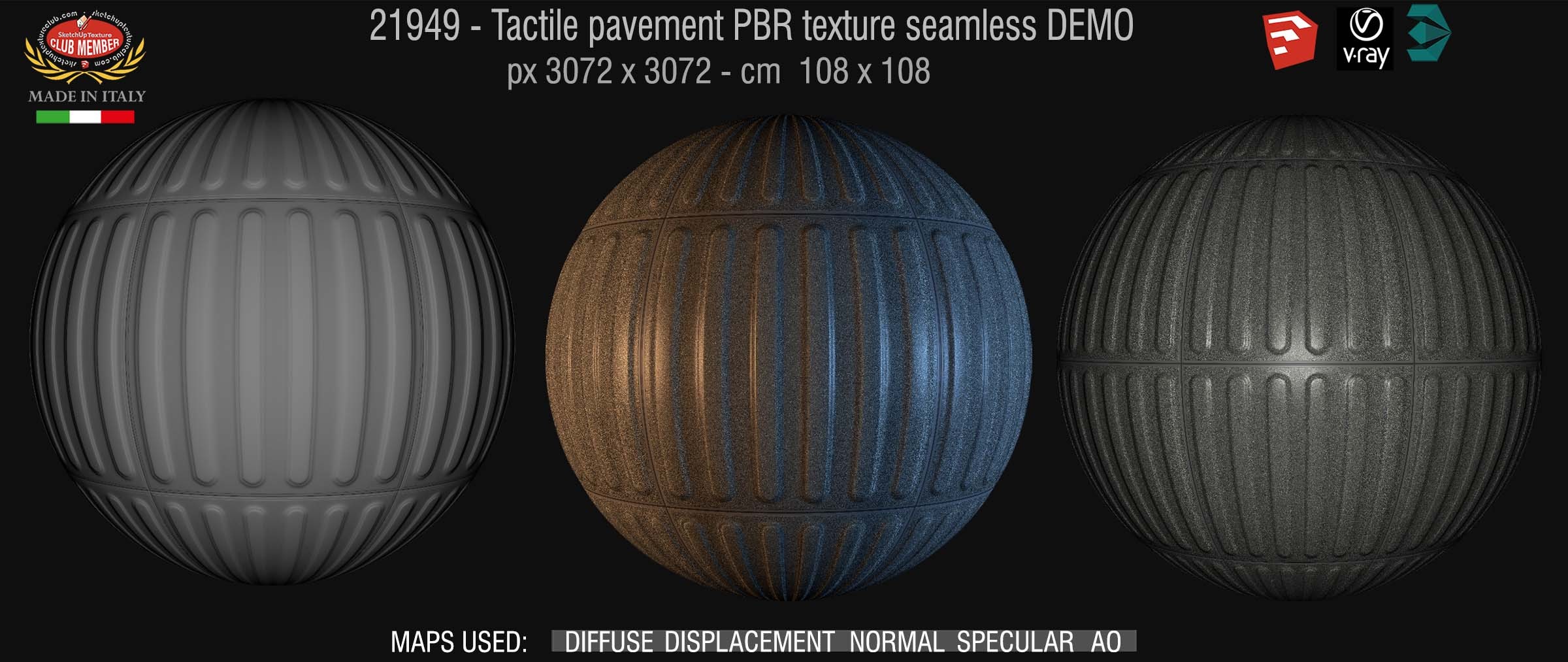 21949 Tactile pavement PBR texture seamless DEMO