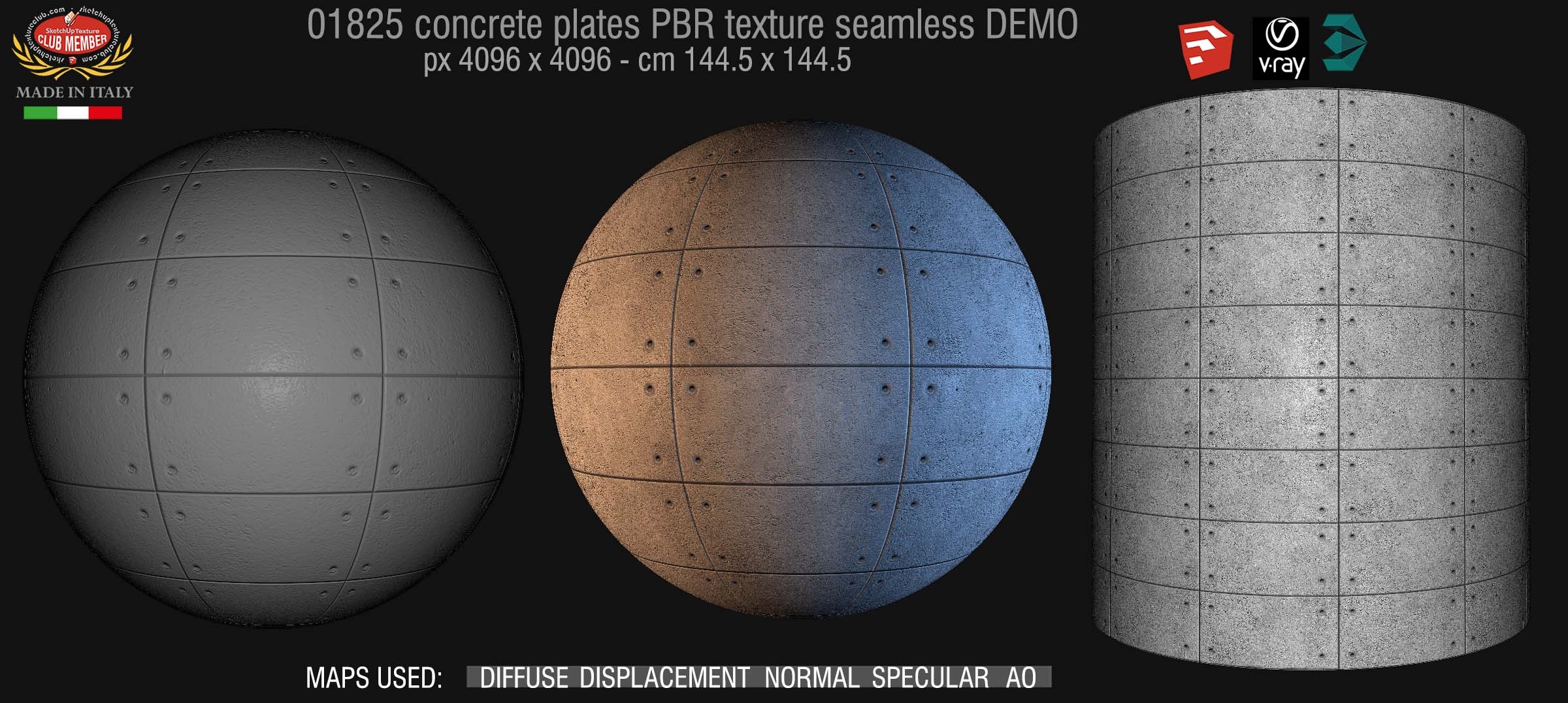01825 Tadao Ando concrete plates PBR texture seamless DEMO