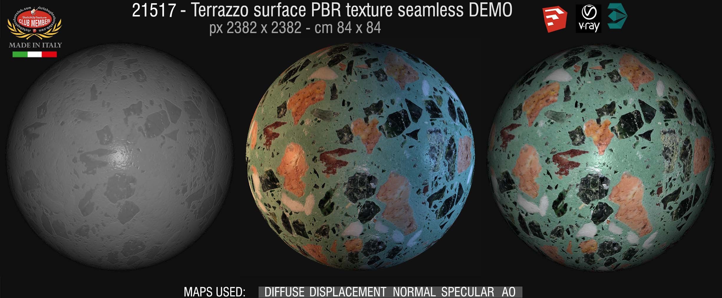 21517 Terrazzo surface PBR texture seamless DEMO
