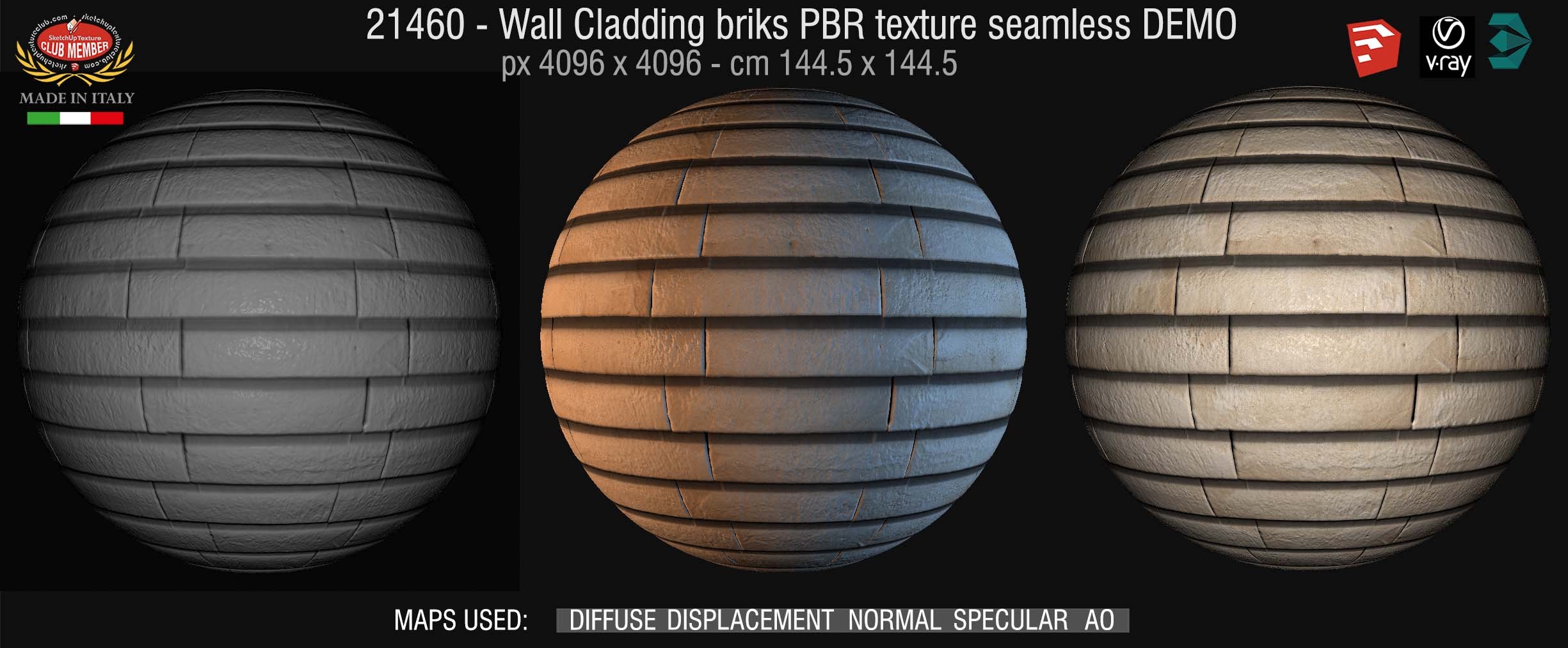 21460 Wall cladding bricks PBR texture seamless
