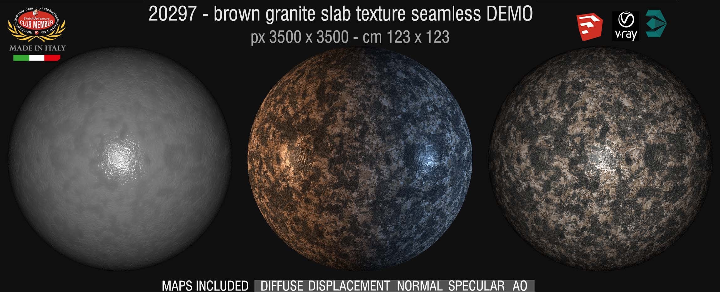 20297 Brown granite slab marble PBR texture seamless DEMO