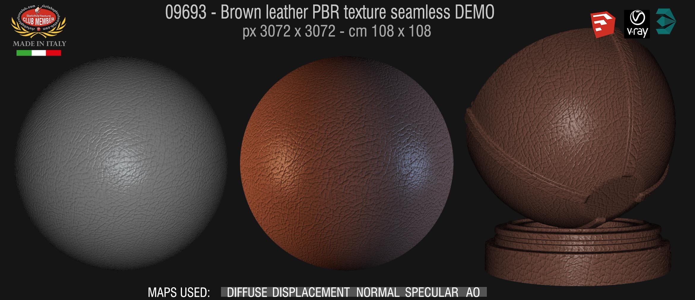 09693 Brown leather PBR texture seamless DEMO