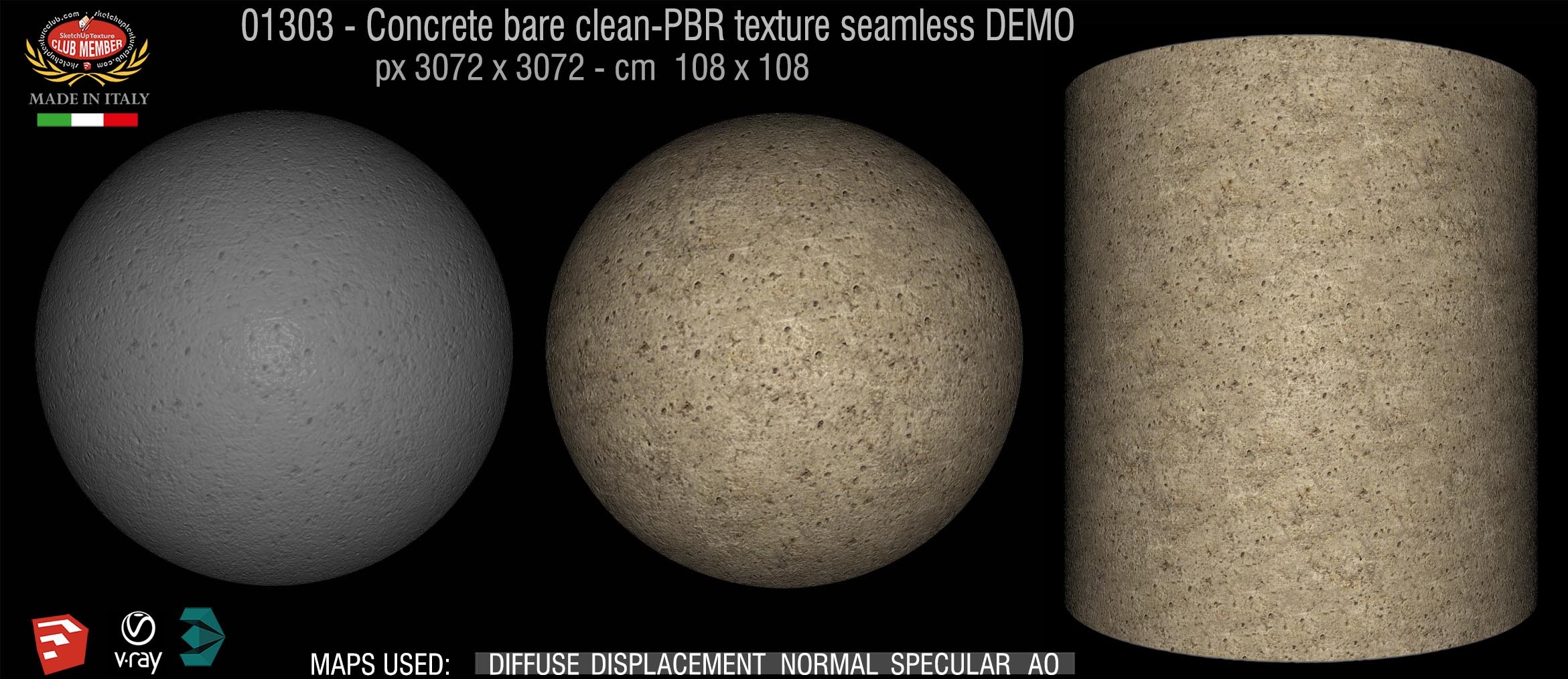 01303 Concrete bare clean-PBR texture seamless DEMO