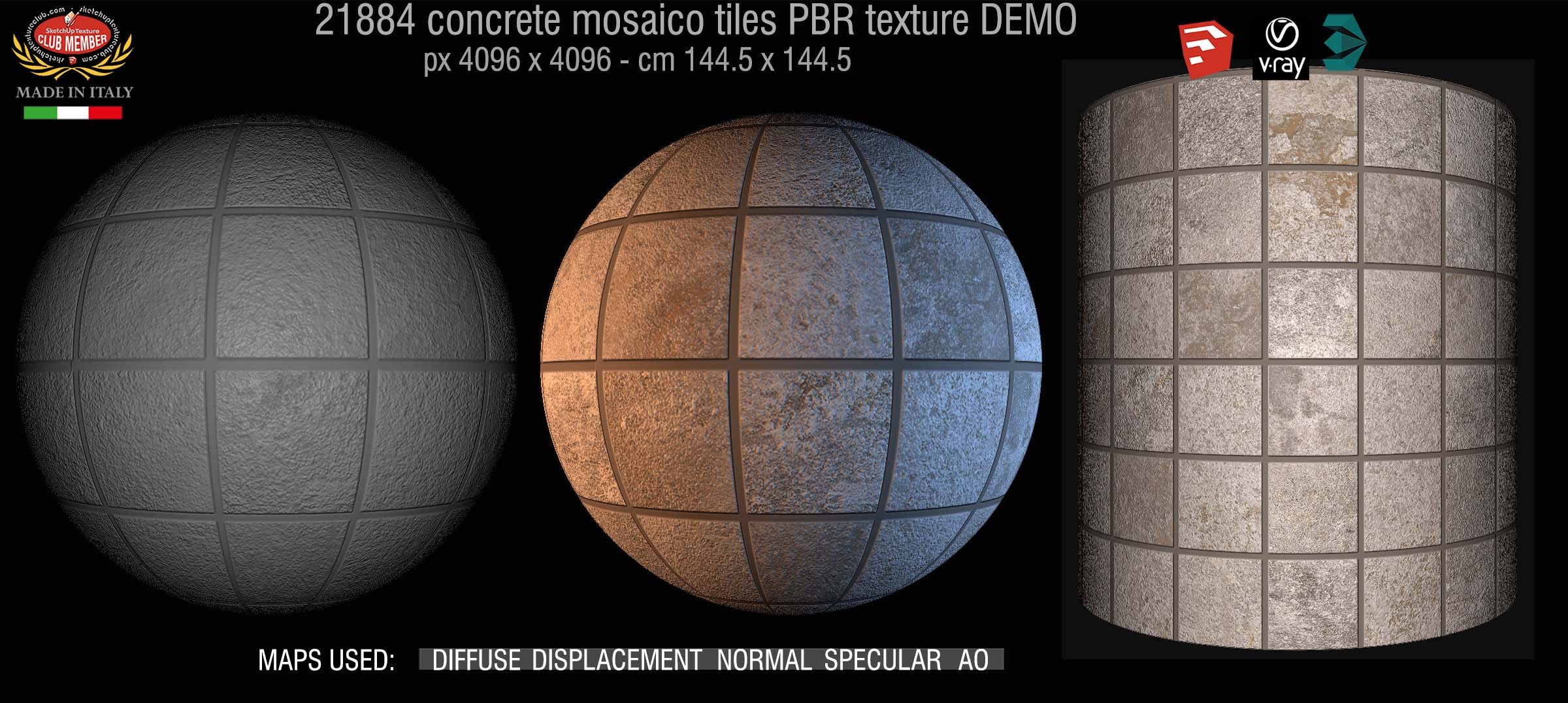 21884 Concrete mosaico tiles PBR texture seamless DEMO