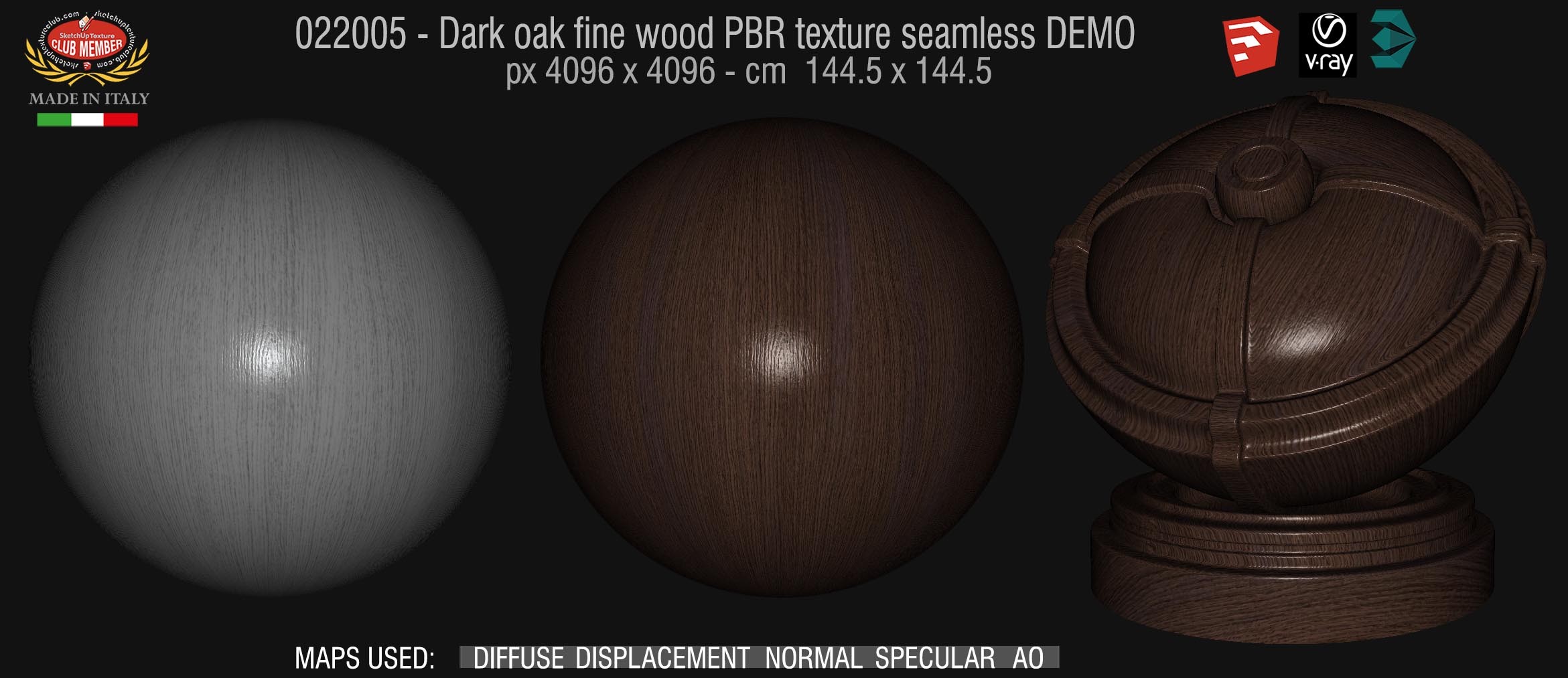 22005 Dark oak fine wood PBR texture seamless DEMO