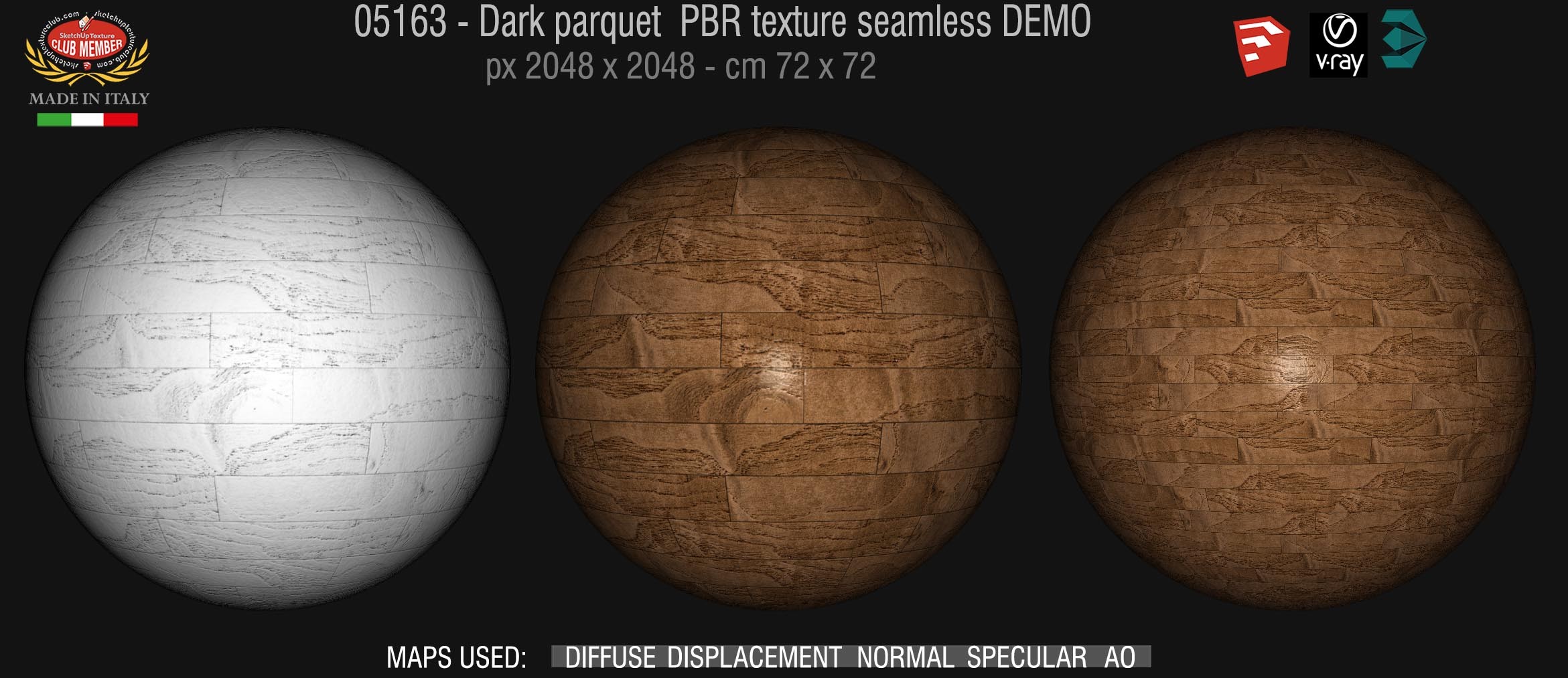 05163 Dark parquet PBR texture seamless DEMO