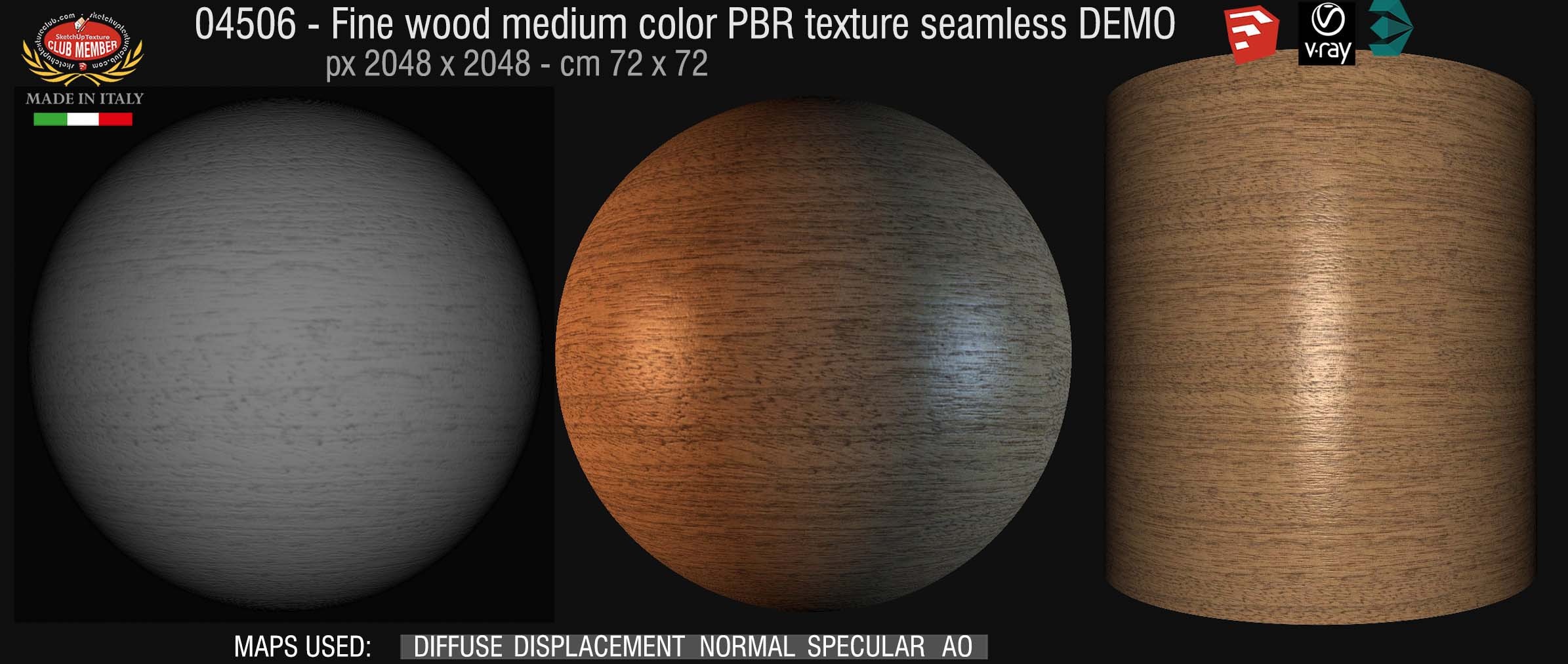 04506 fine wood medium color PBR texture seamless DEMO
