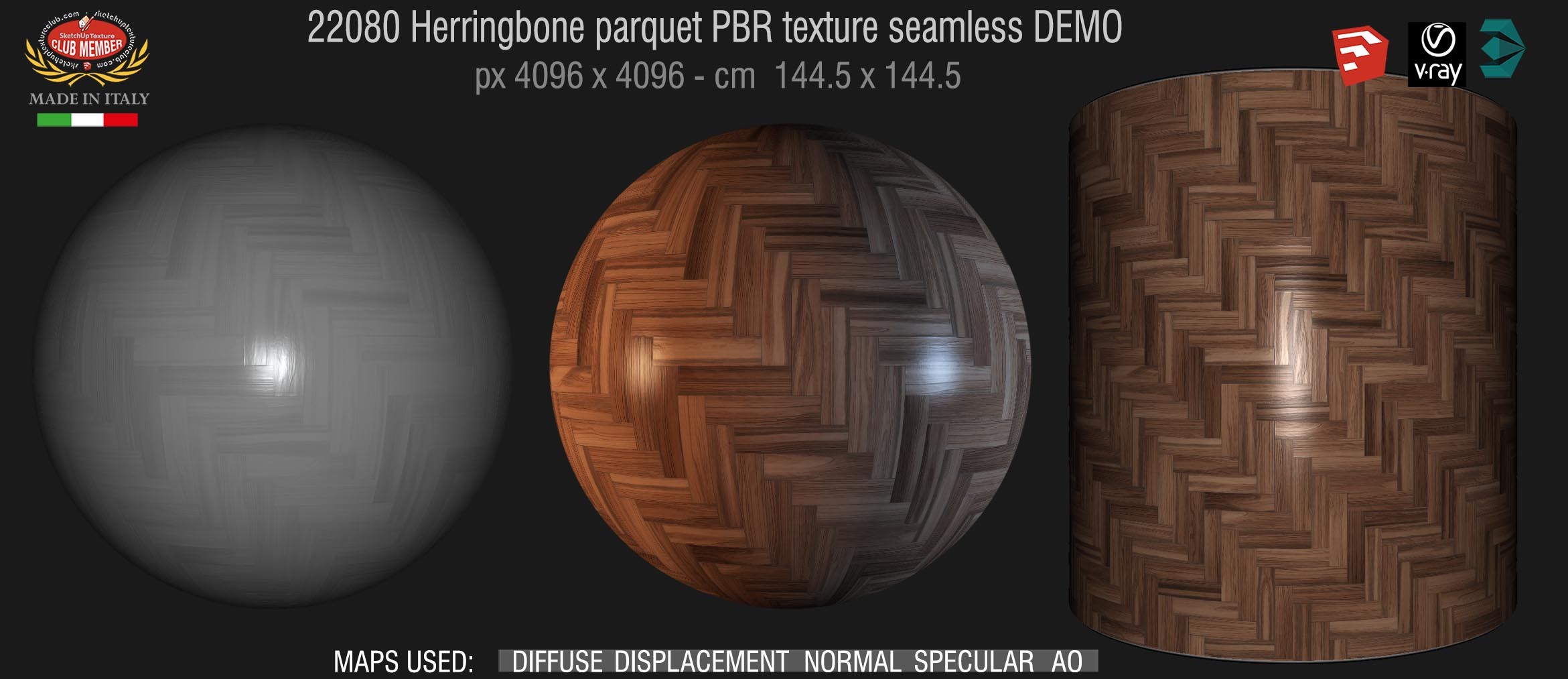 22080 Herringbone parquet PBR texture seamless