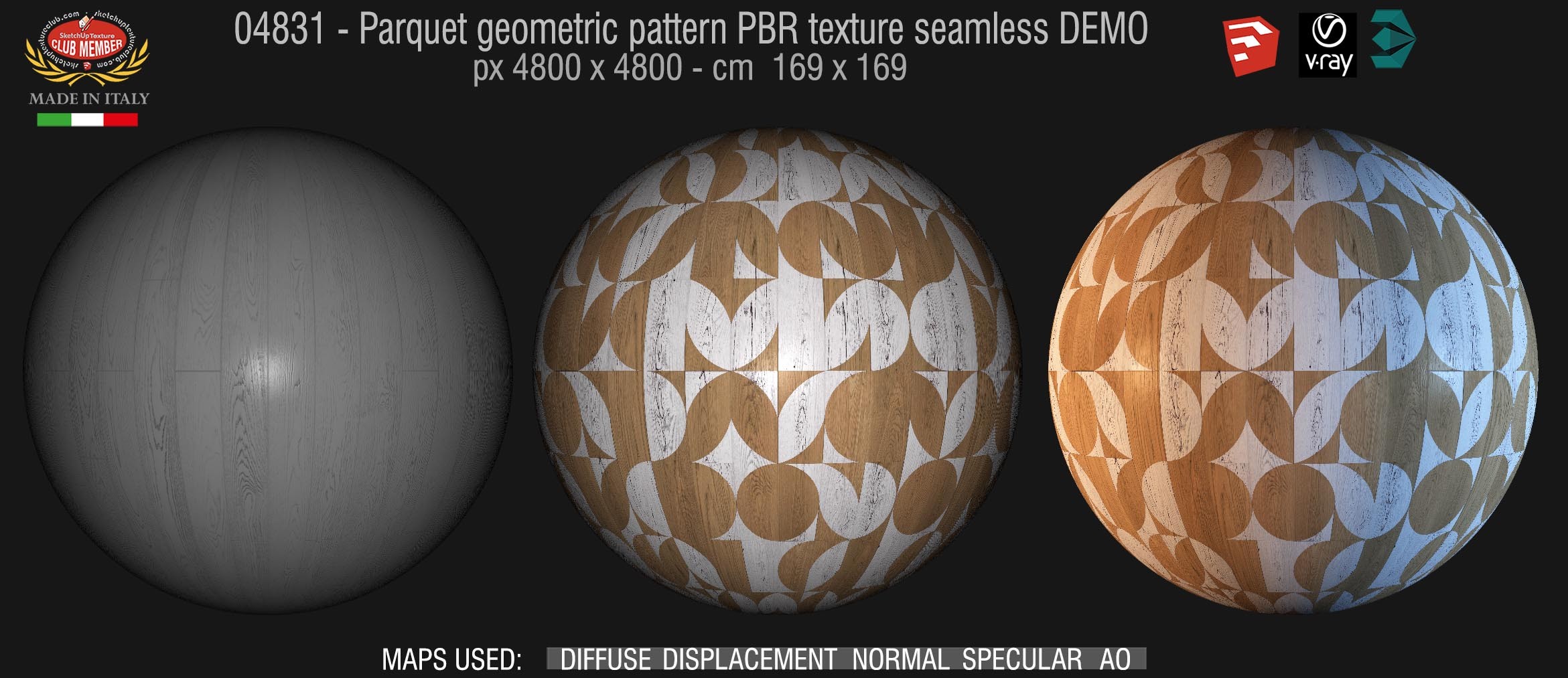 04831 Parquet geometric pattern PBR texture seamless DEMO