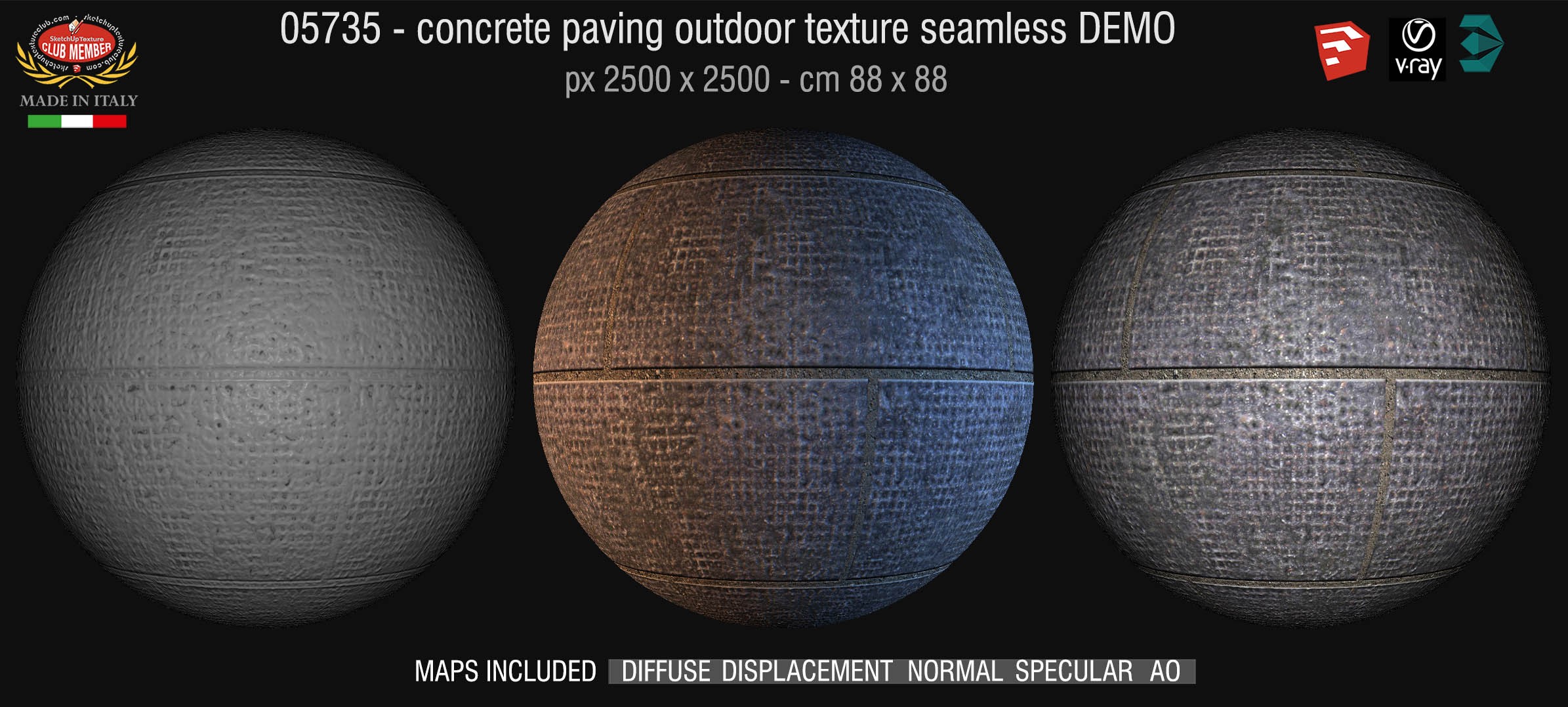 05735 HR Paving outdoor concrete regular block texture + maps DEMO