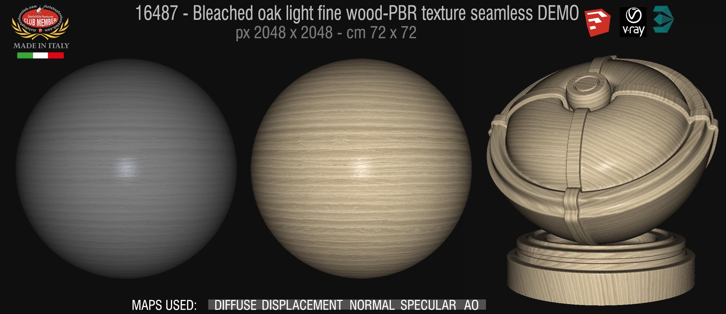 16487 Bleached oak light fine wood-PBR texture seamless DEMO