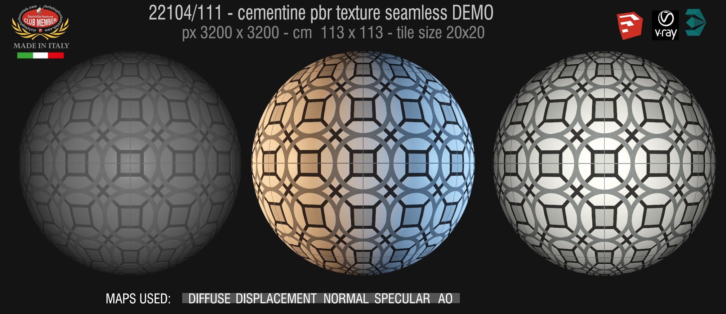 22104/111 cementine tiles Pbr texture seamless DEMO  - D_Segni Concrete Look by Marazzi
