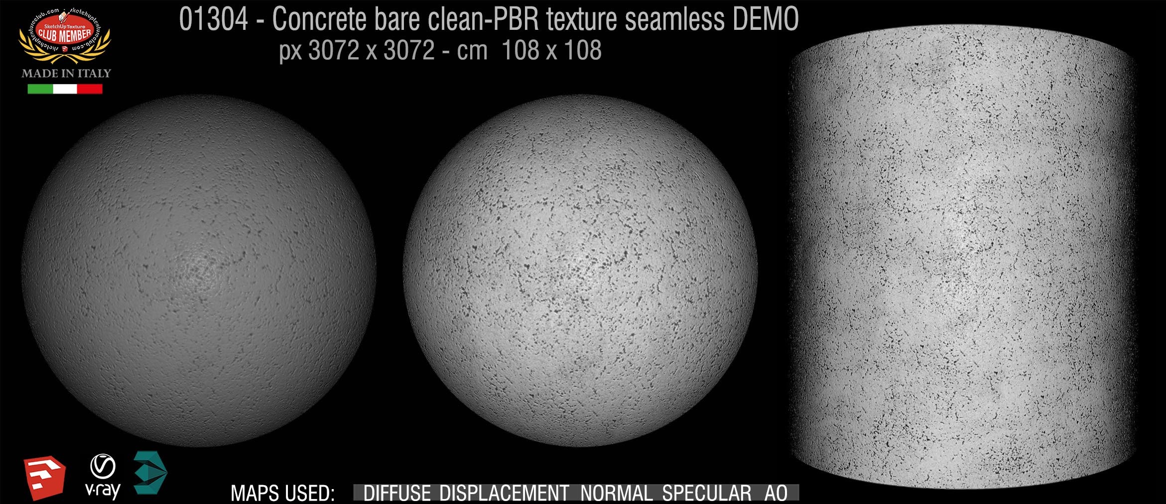 01304 Concrete bare clean-PBR texture seamless DEMO