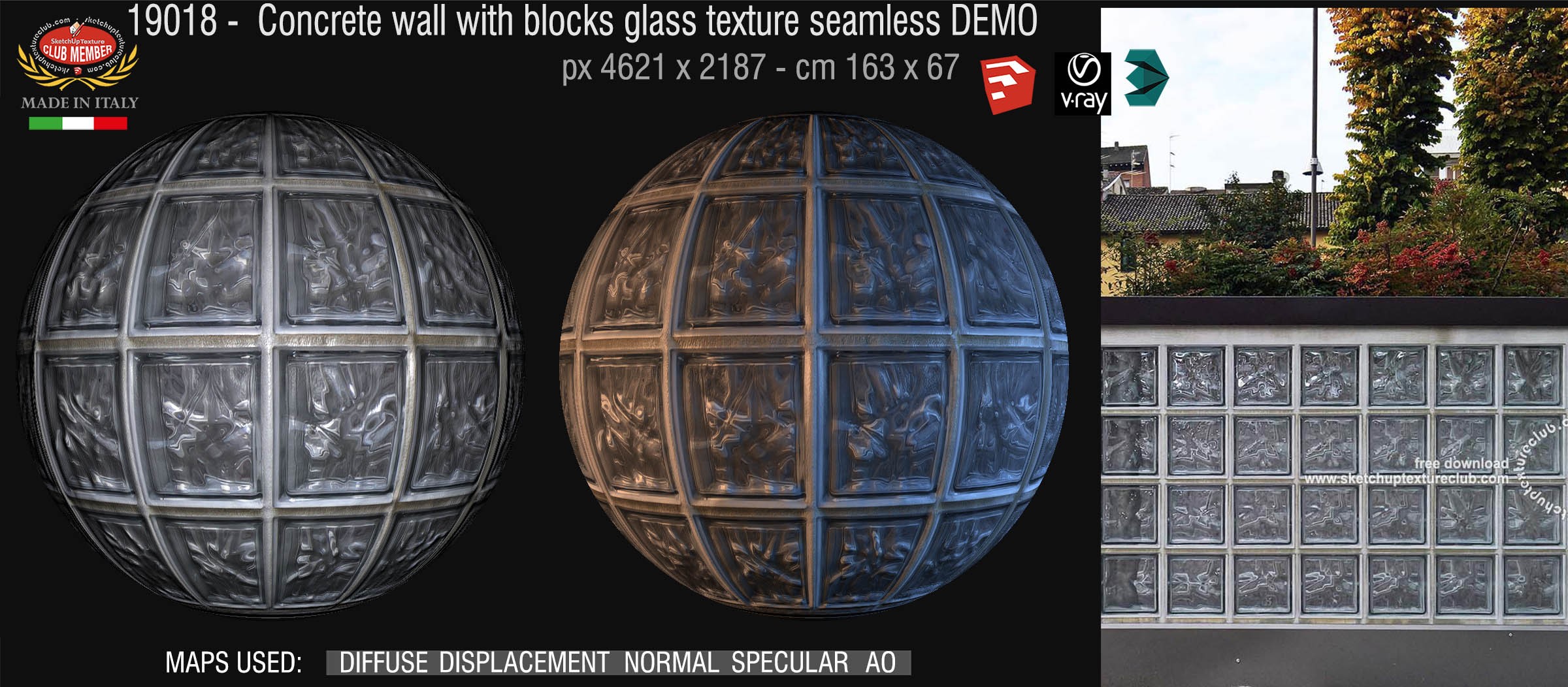 19018 concrete wall with bloks glass texture demo