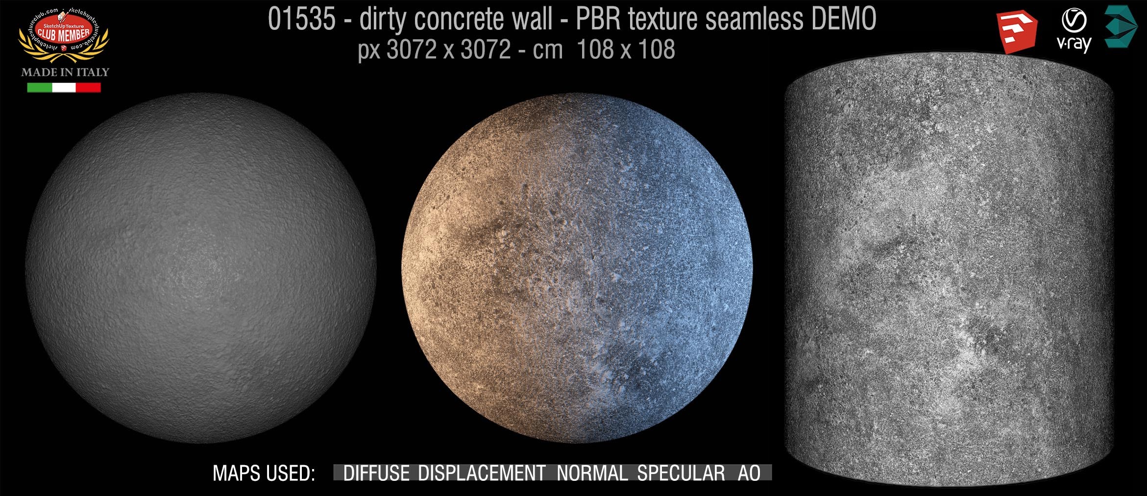 01535 dirty concrete wall PBR texture seamless DEMO