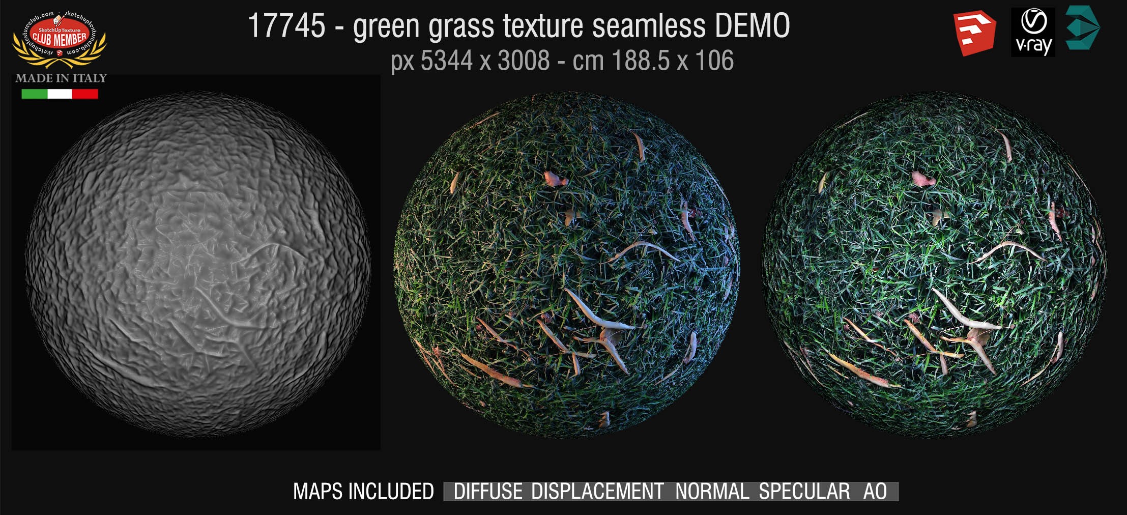 17745 HR Green grass texture + maps DEMO