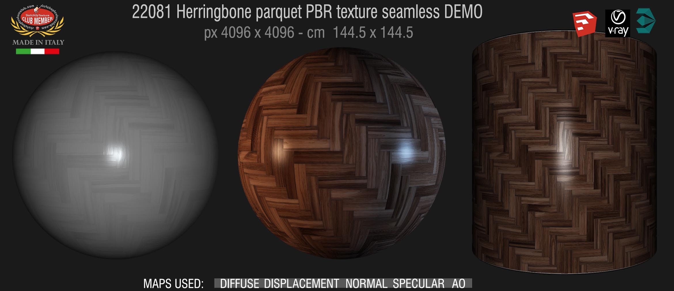 22081 Herringbone parquet PBR texture seamless DEMO