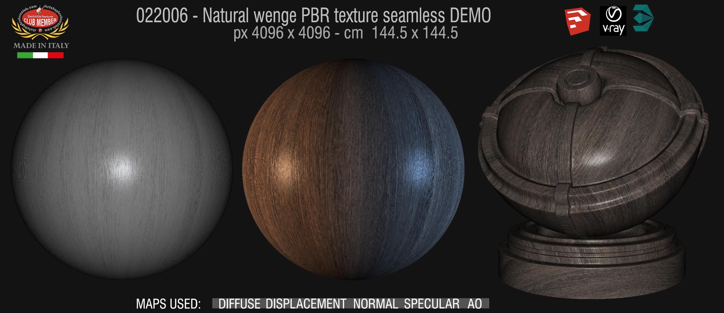22006 Natural wenge PBR texture seamless DEMO