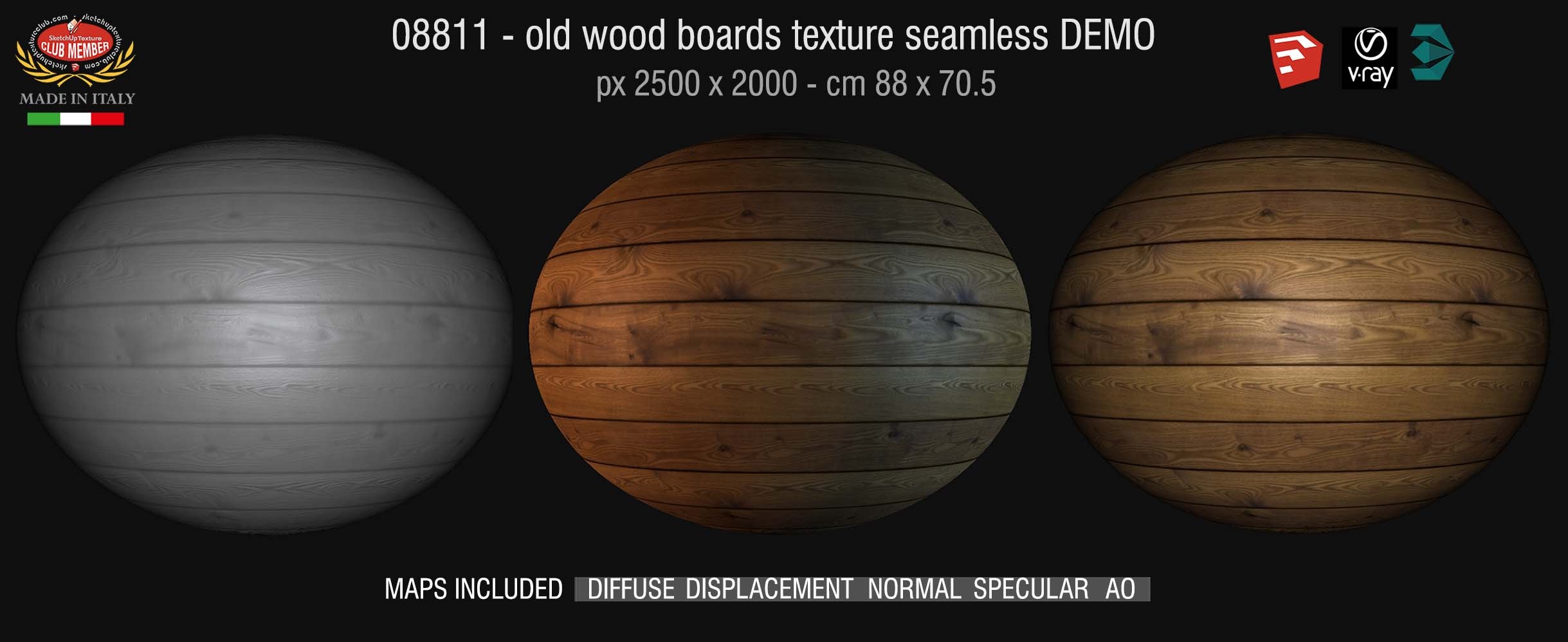 08811 - HR Old wood boards texture seamless + maps demo
