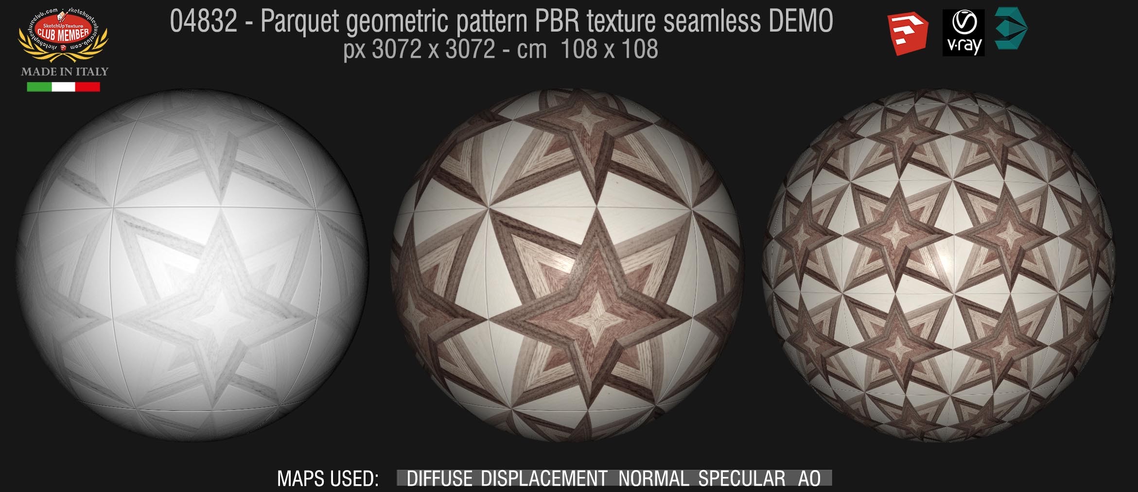 04832 Parquet geometric pattern PBR texture seamless DEMO