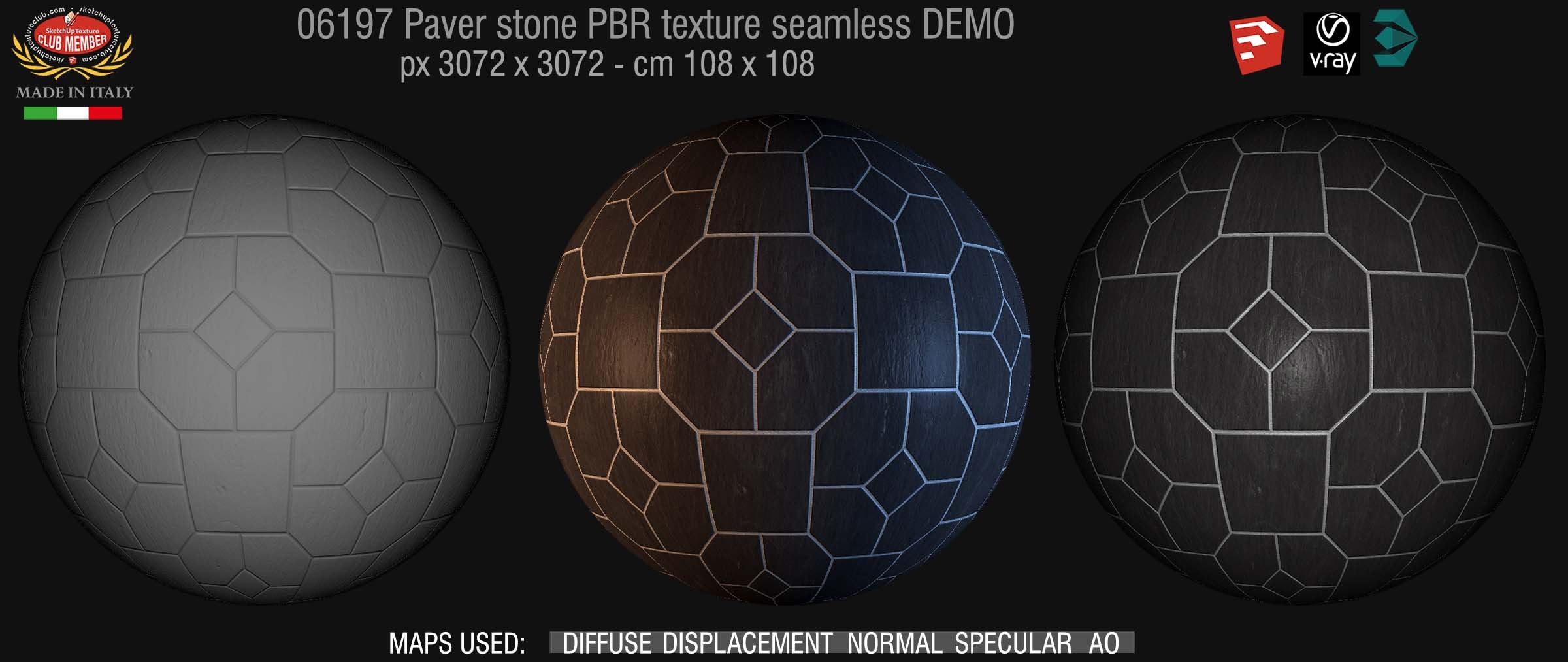 06197 Pavers stone PBR texture seamless DEMO