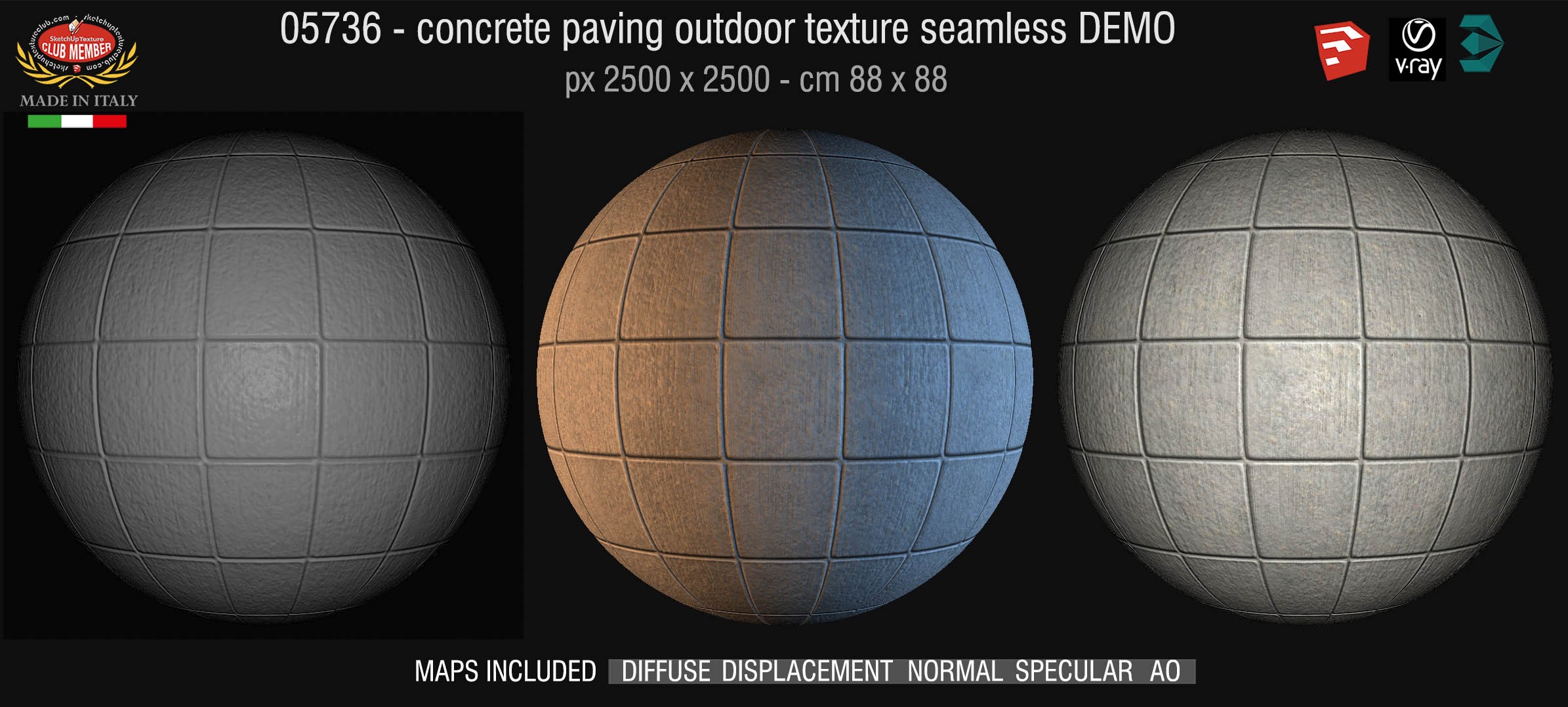 05736 HR Paving outdoor concrete regular block texture + maps DEMO
