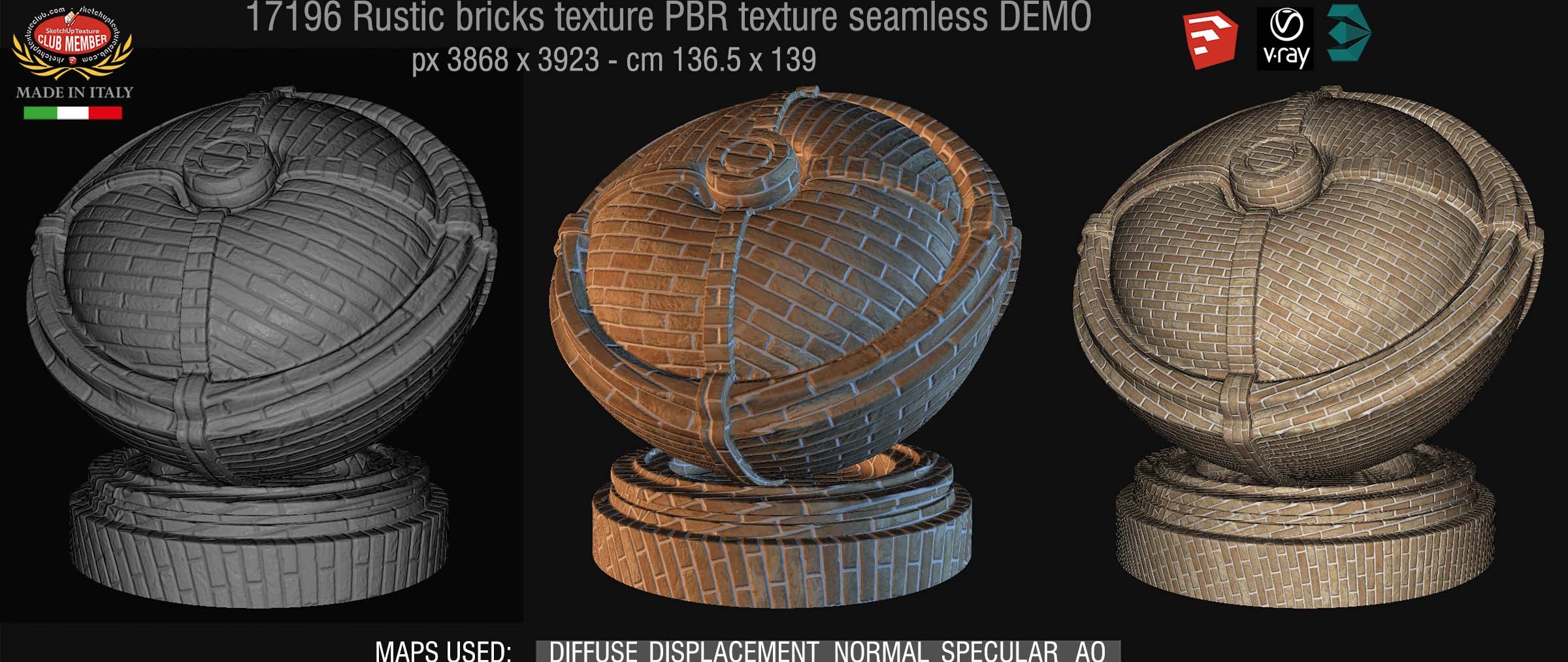 17196 rustic bricks PBR texture seamless DEMO