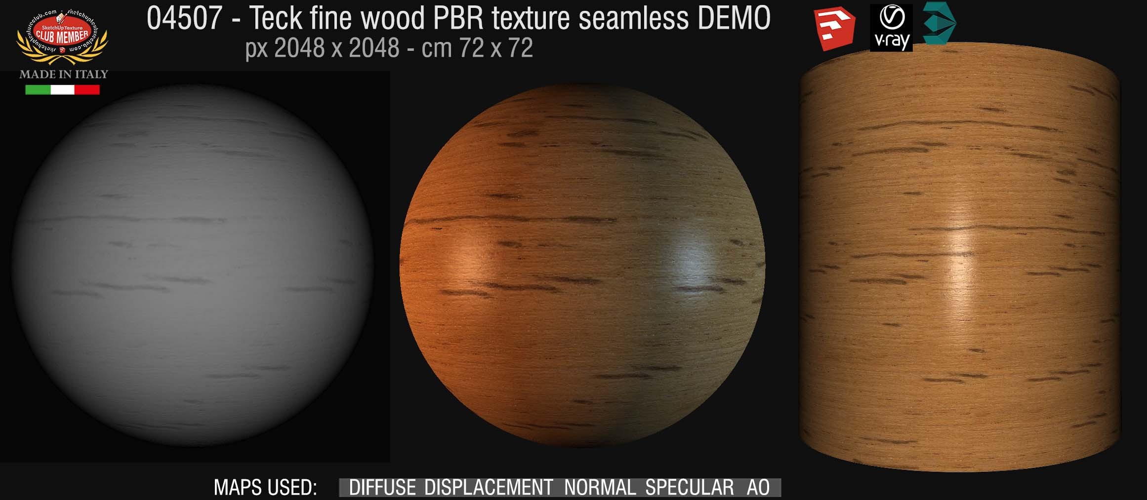 04507 Teak fine wood PBR texture seamless DEMO