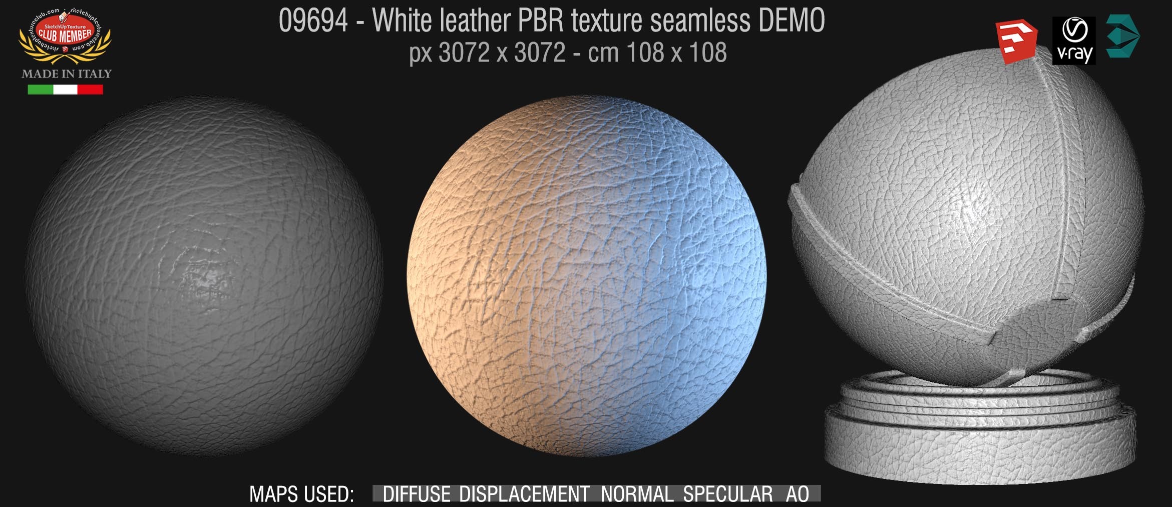 09694 White leather PBR texture seamless DEMO