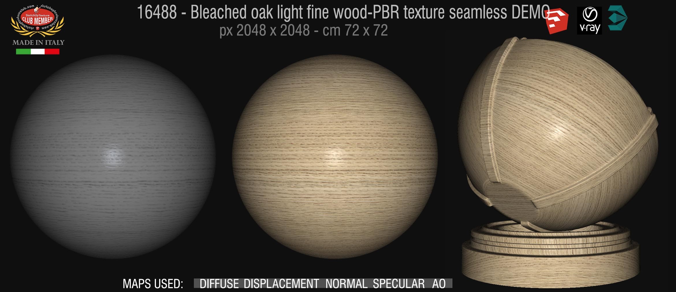 16488 Bleached oak light fine wood-PBR texture seamless DEMO