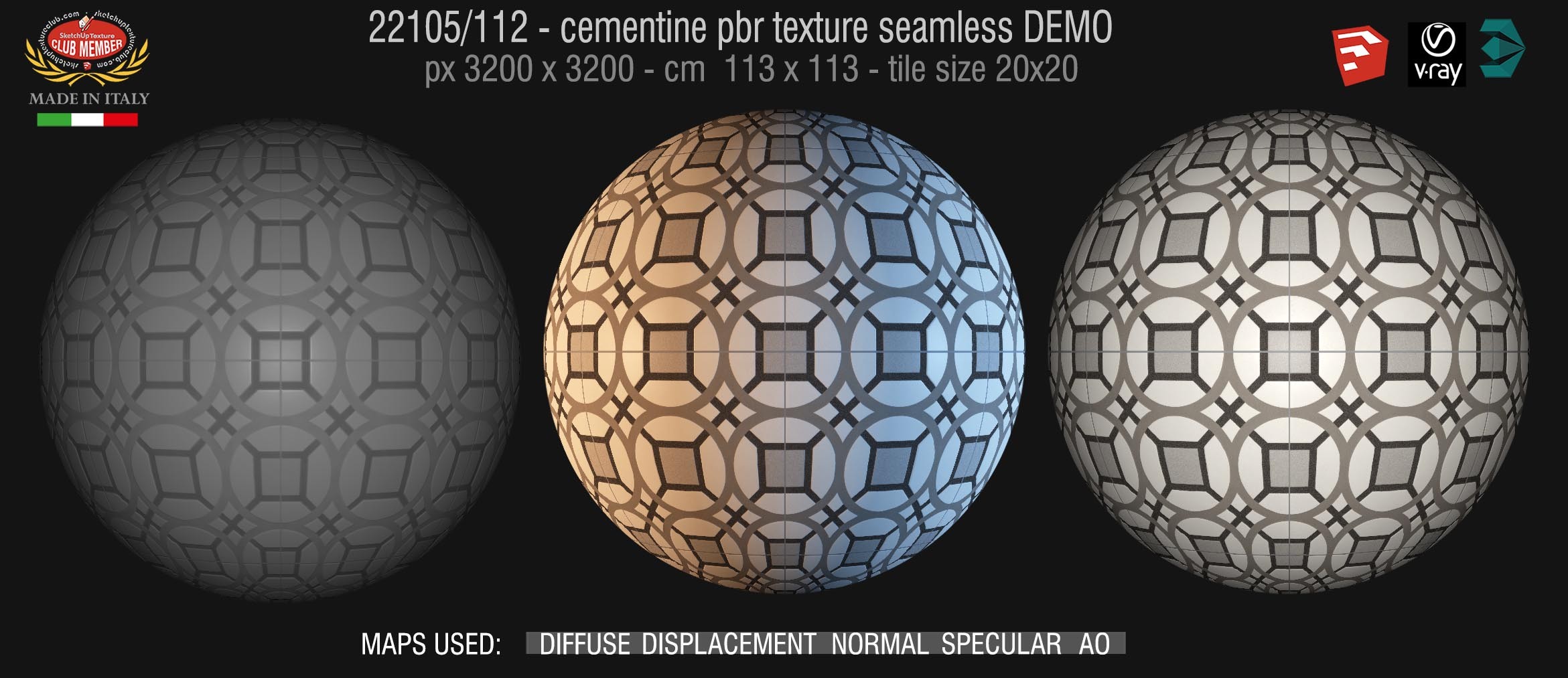 22105/112  cementine tiles Pbr texture seamless DEMO - D_Segni Concrete Look by Marazzi